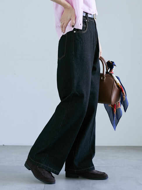 Lugnoncure「センタープレスストレートデニムパンツ《2025autumn catalog item》」|その他|ブラック