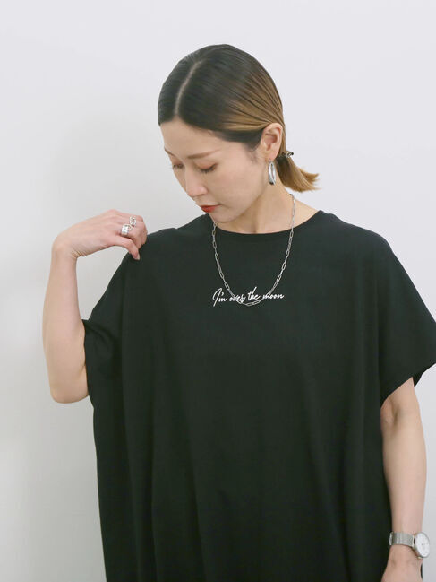 Samansa Mos2 blue「◎【接触冷感】ロゴプリントチュニック」|Tシャツ・カットソー|