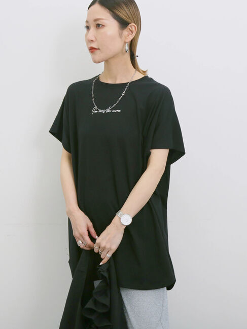 Samansa Mos2 blue「◎【接触冷感】ロゴプリントチュニック」|Tシャツ・カットソー|