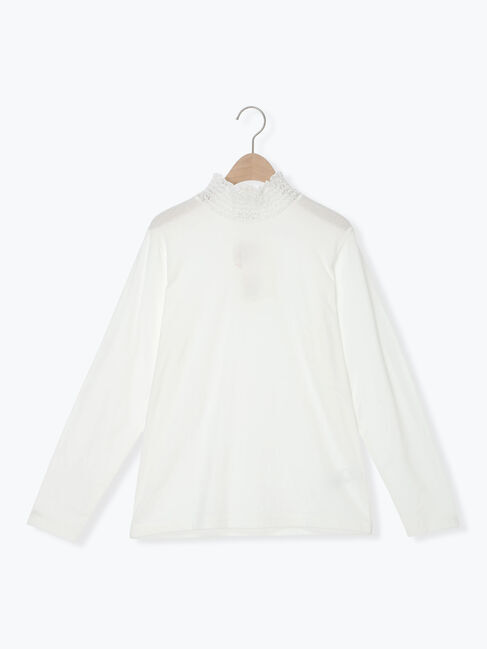 Samansa Mos2「【吸湿発熱】襟レースシャーリングカットソー」|Tシャツ・カットソー|