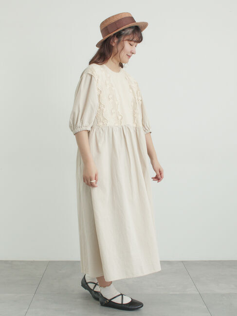 Samansa Mos2「胸元レース貼りワンピース」|ワンピース|キナリ