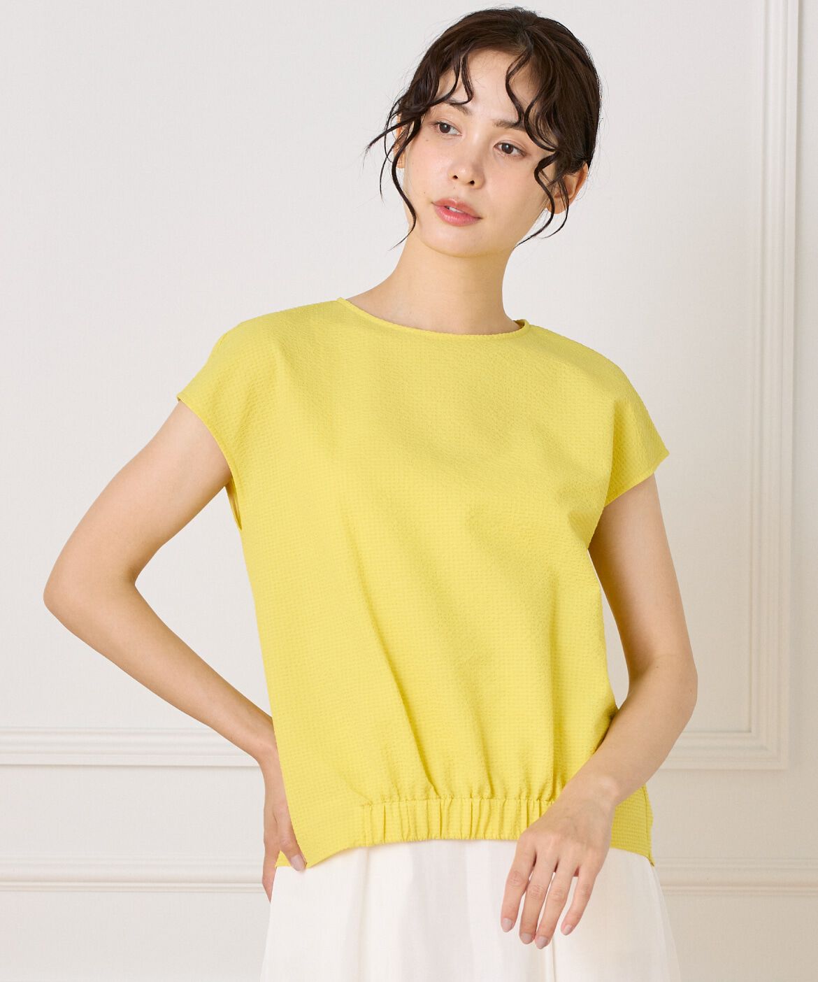 INED「フレンチスリーブトップス」|シャツ・ブラウス|イエロー