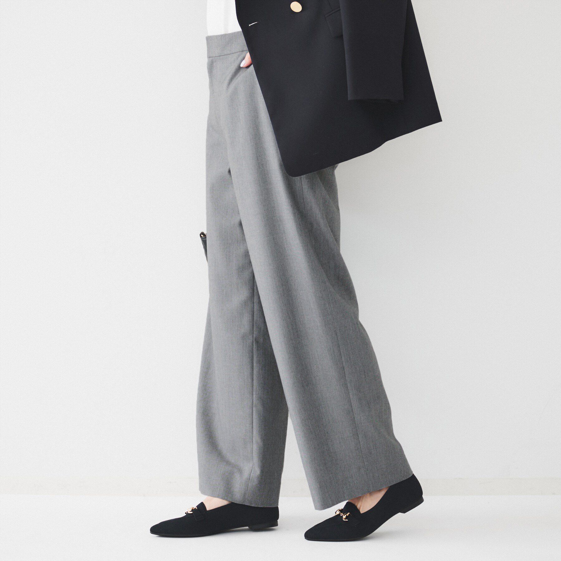 UNTITLED「【後ろウエストゴム/洗える】梳毛調ソフトワイドパンツ」|その他|