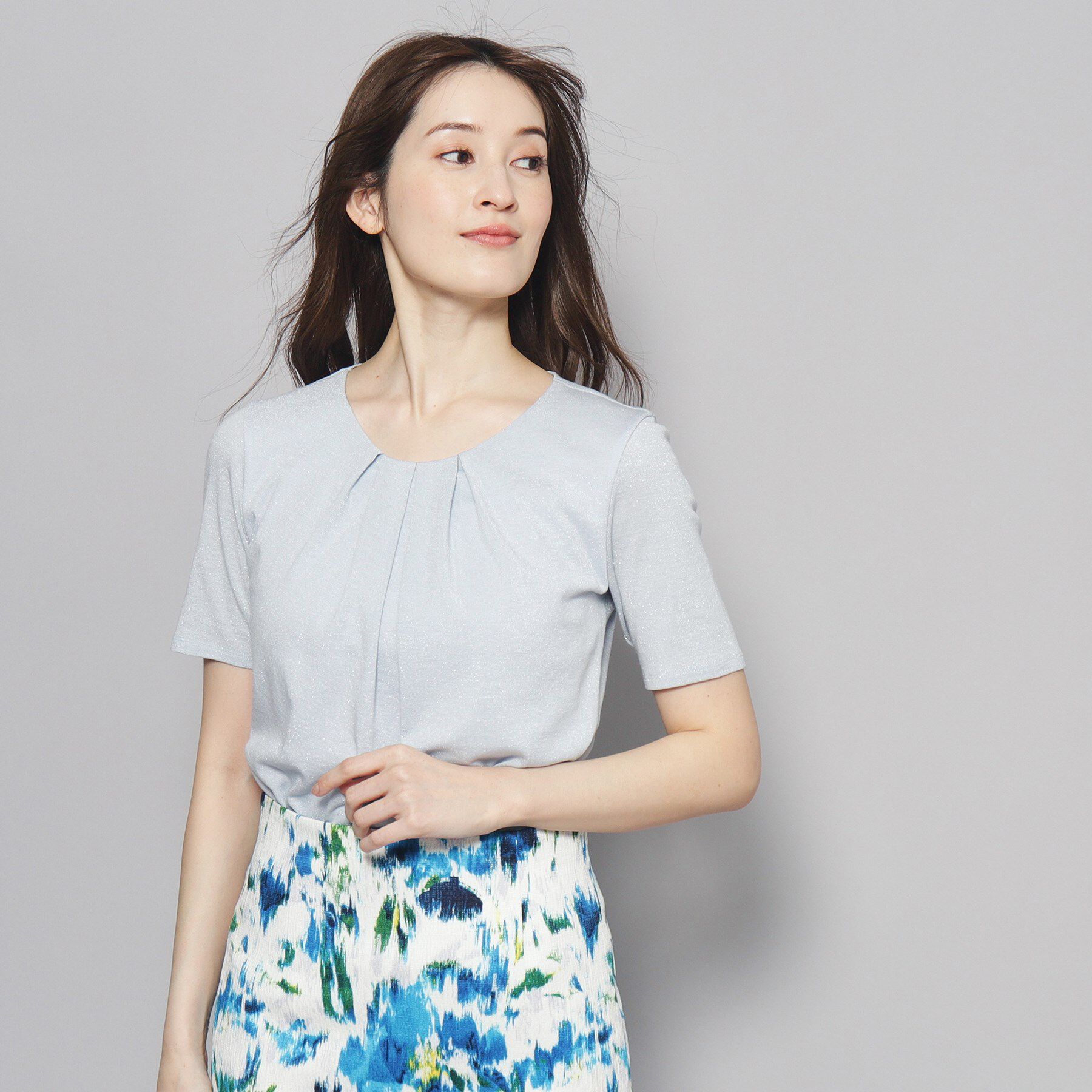 COUP DE CHANCE「【洗える／日本製／ラメ入り】上品ラウンドネックプルオーバー」|Tシャツ・カットソー|