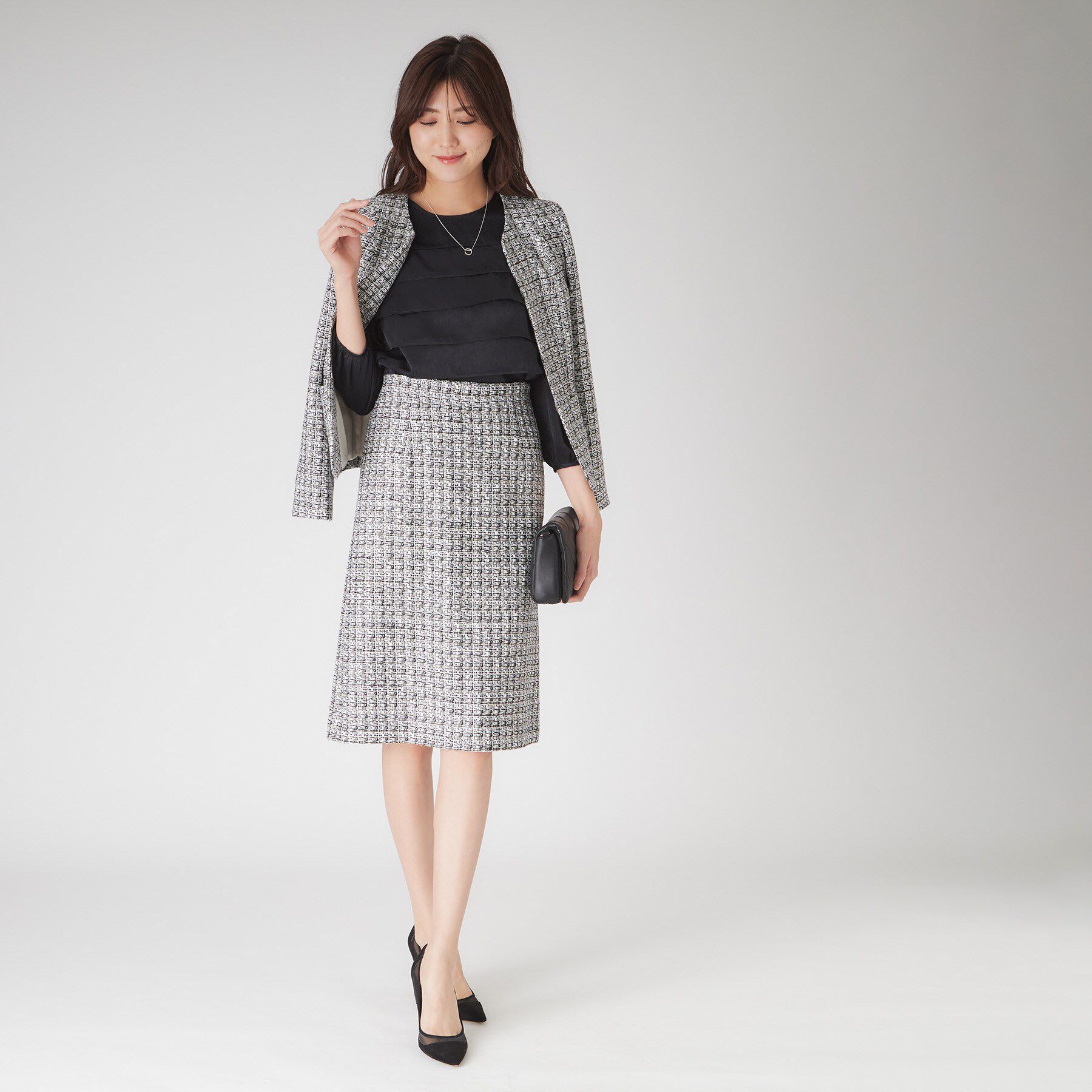 COUP DE CHANCE「【日本製】ファンシーツィードのセミAラインスカート」|スカート|