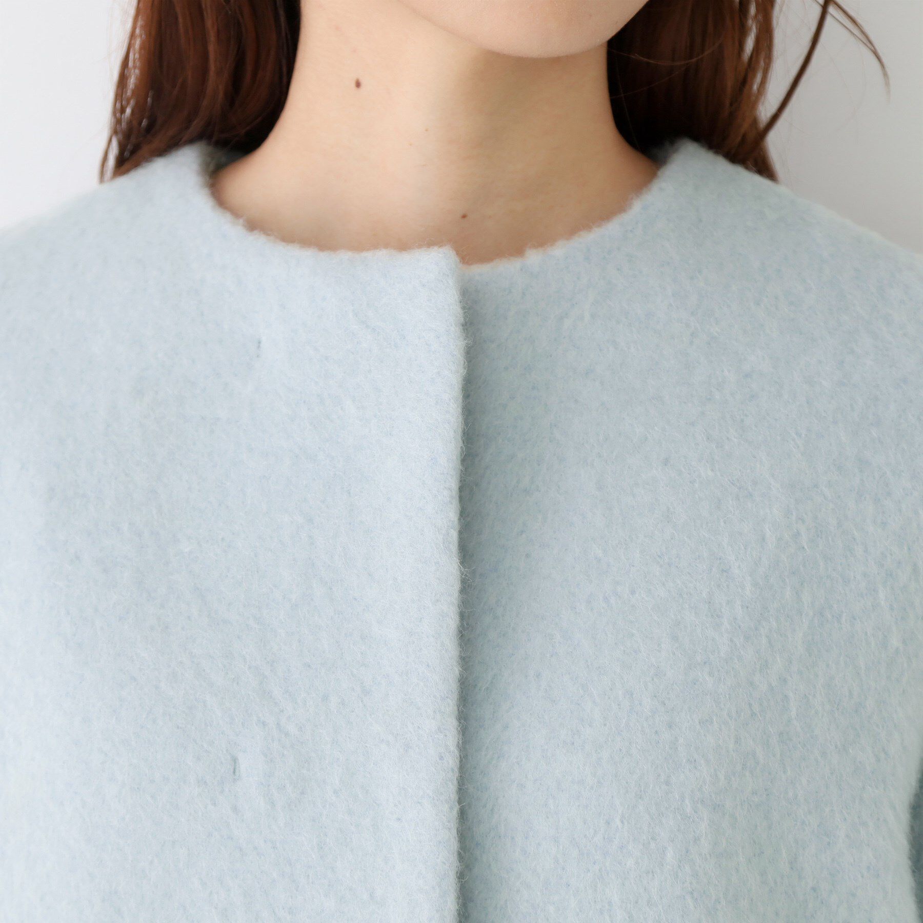 COUP DE CHANCE「【日本製／モヘヤ混／ヒップ丈】ノーカラーコート」|ノーカラーコート|