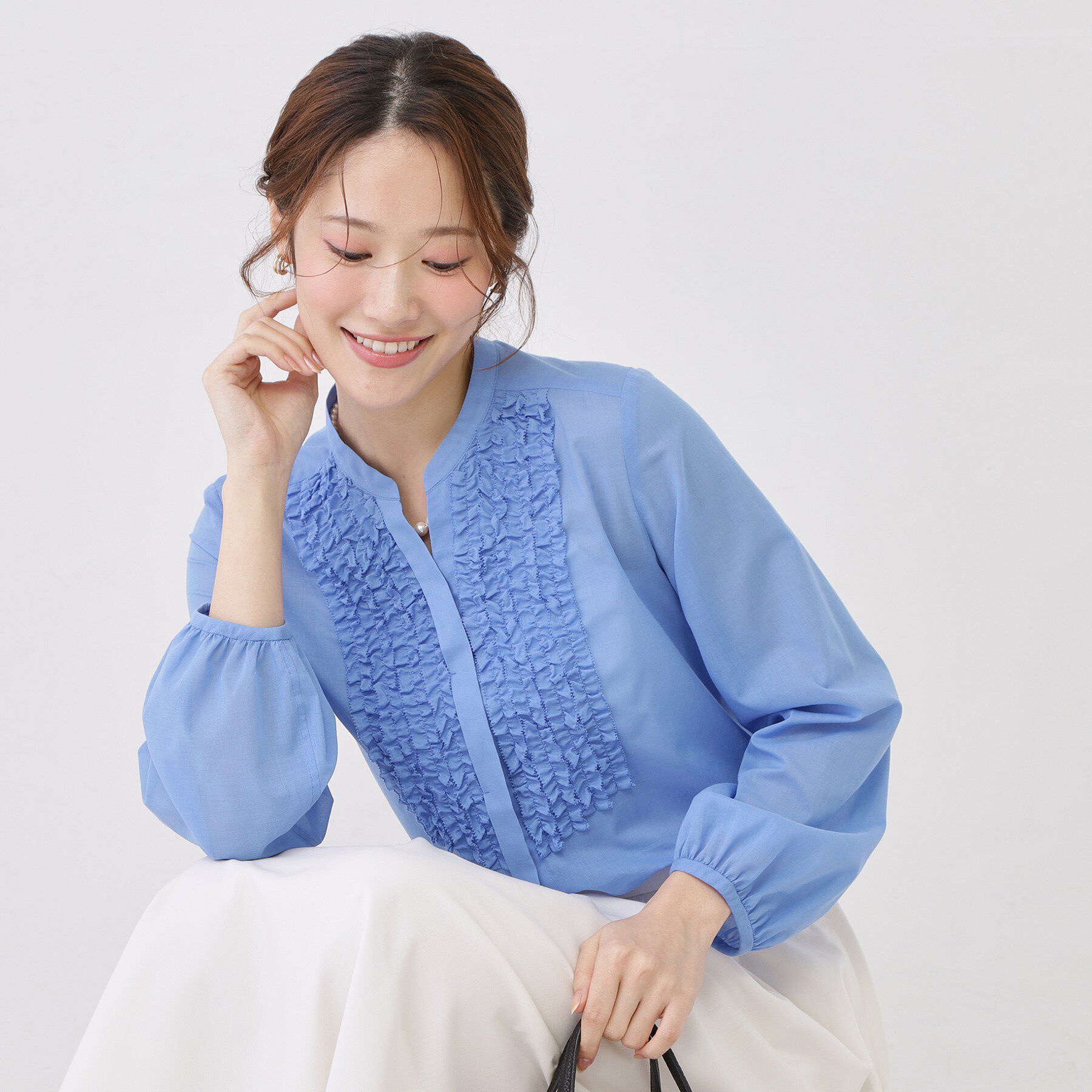 COUP DE CHANCE「【手洗い可/きれいめ服】シアーローンフリルブラウス」|シャツ・ブラウス|