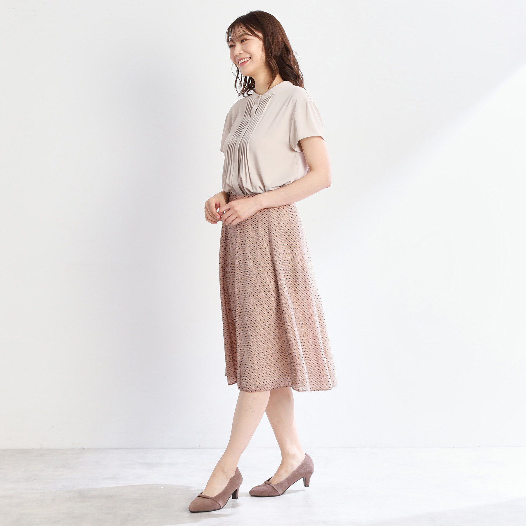 Reflect「【マシンウォッシュ可／セットアップ可】コツキ柄プリントフレアスカート」|スカート|