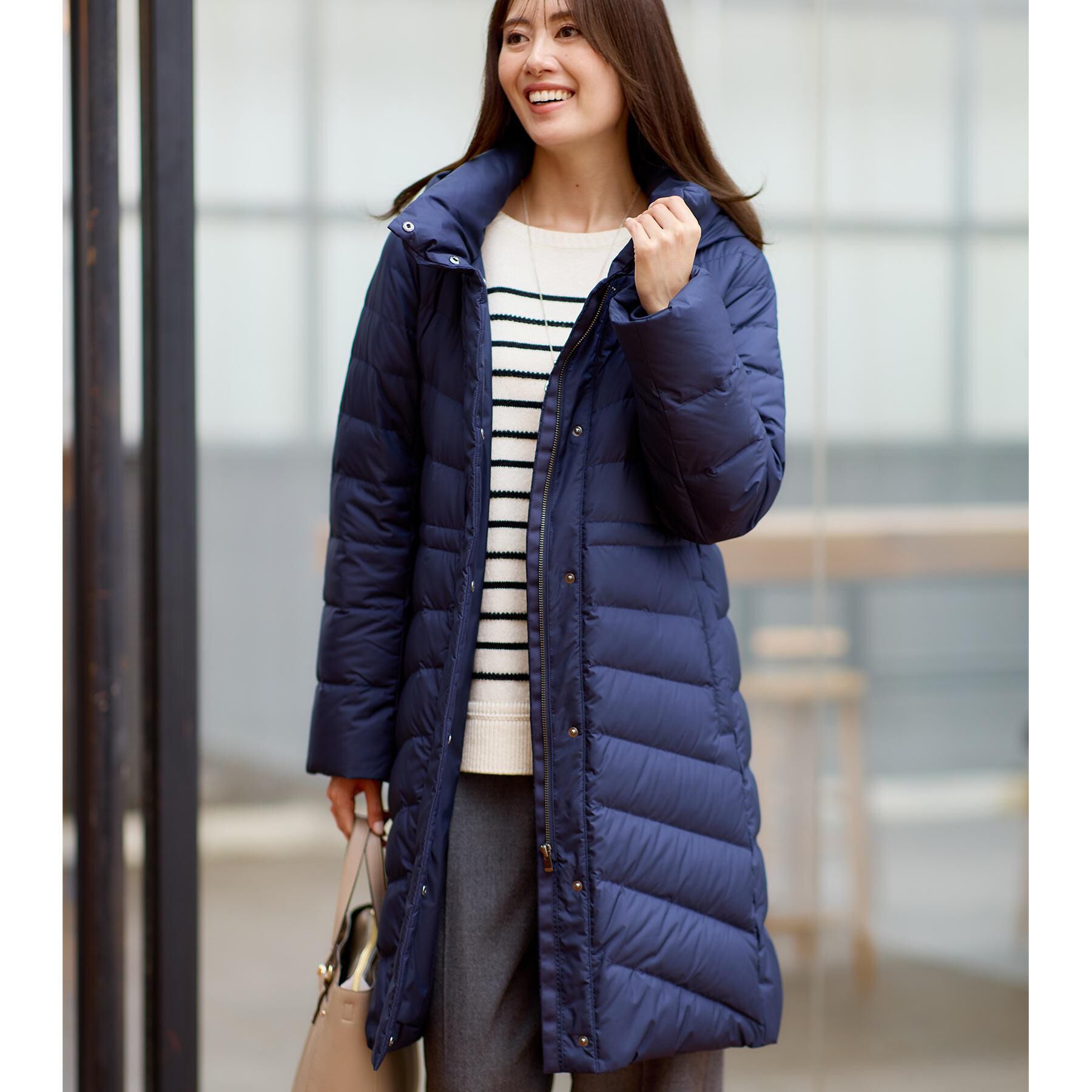 Reflect「【定番人気／ウエスト調整可】フーデッドロングダウンコート」|ダウン|