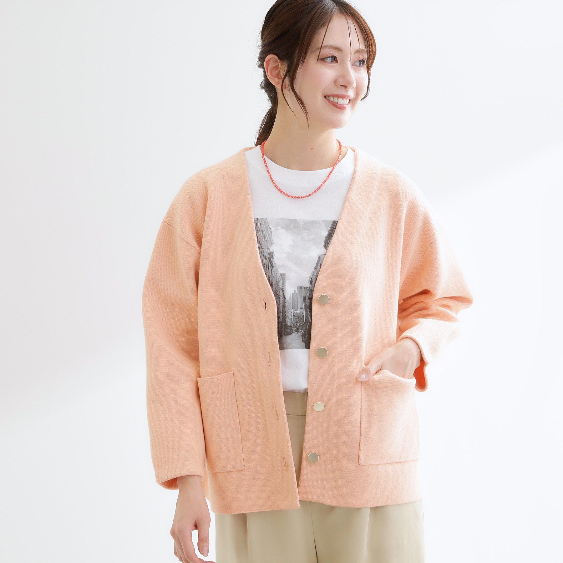 Reflect「【着回し力◎】ジャケット風ニットカーディガン」|カーディガン|オレンジ(065)
