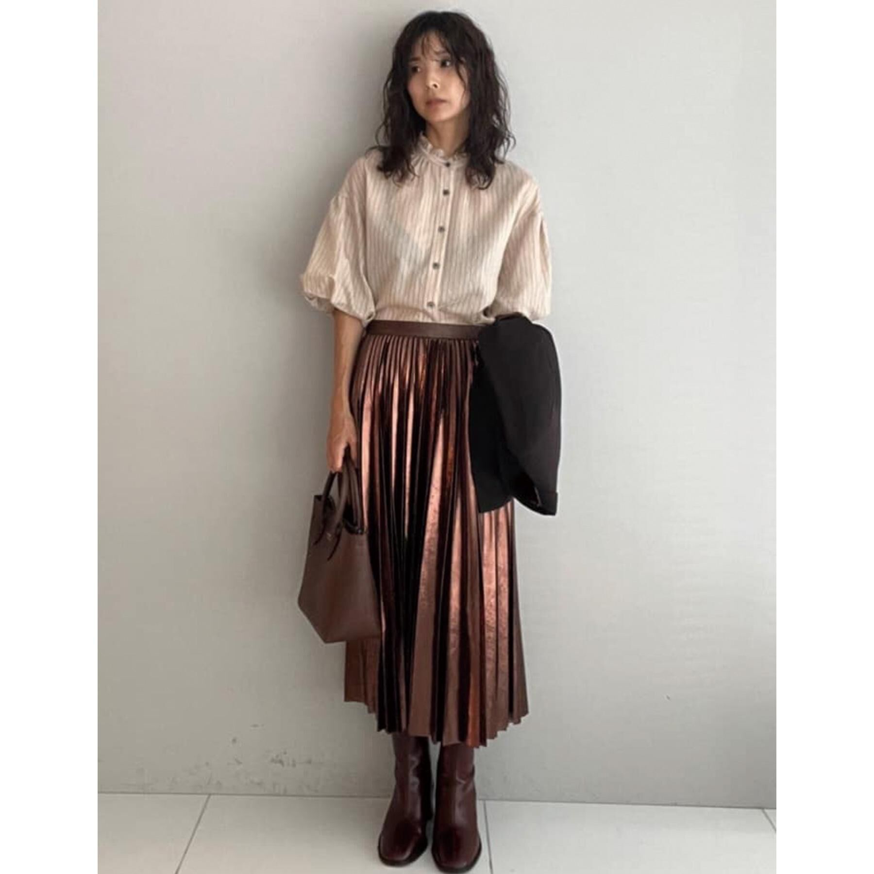 DRESSTERIOR「【洗える/前開き】ボリュームスリーブストライプブラウス」|シャツ・ブラウス|