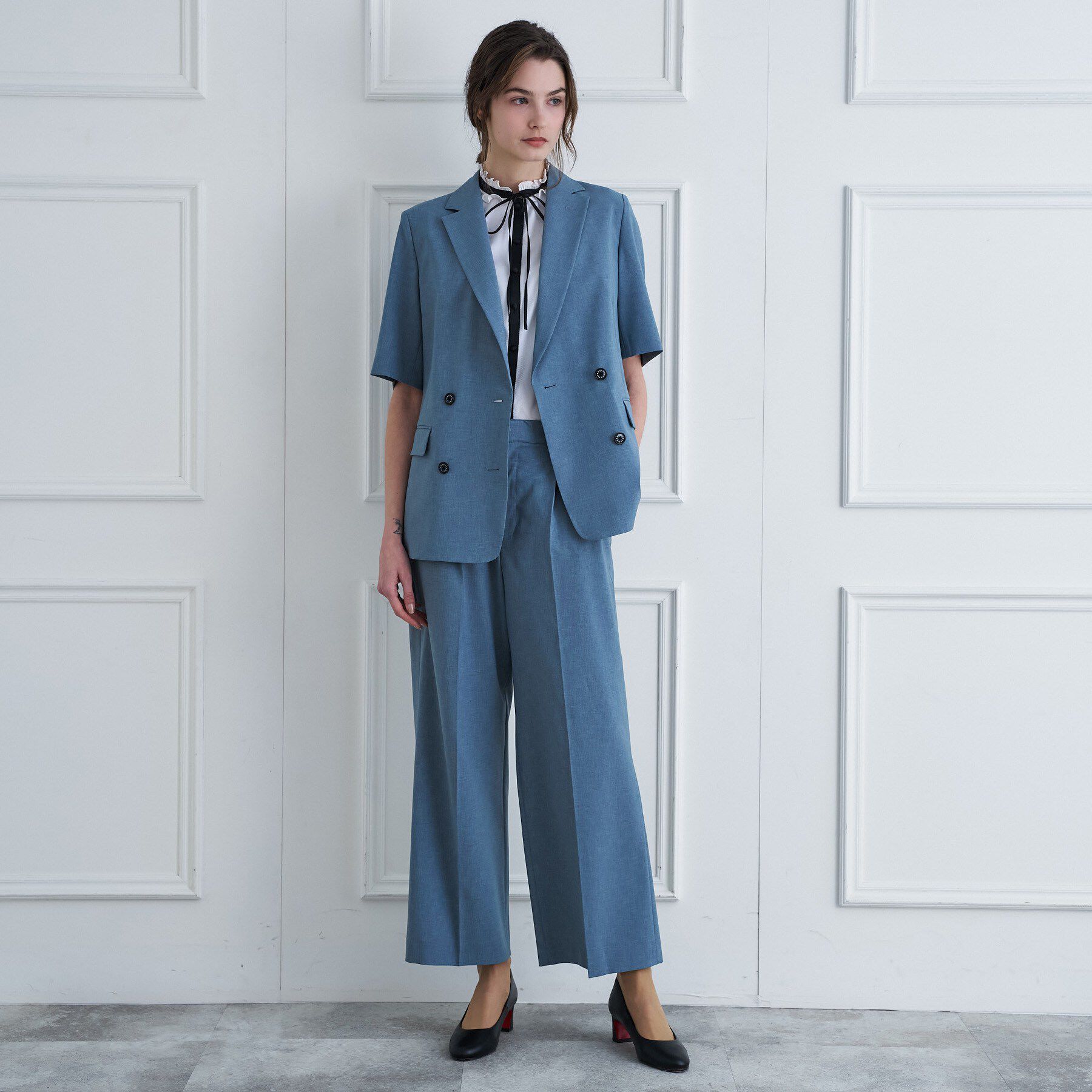 DRESSTERIOR「【セットアップ可】ウォッシャブルハーフスリーブダブルジャケット」|テーラードジャケット|