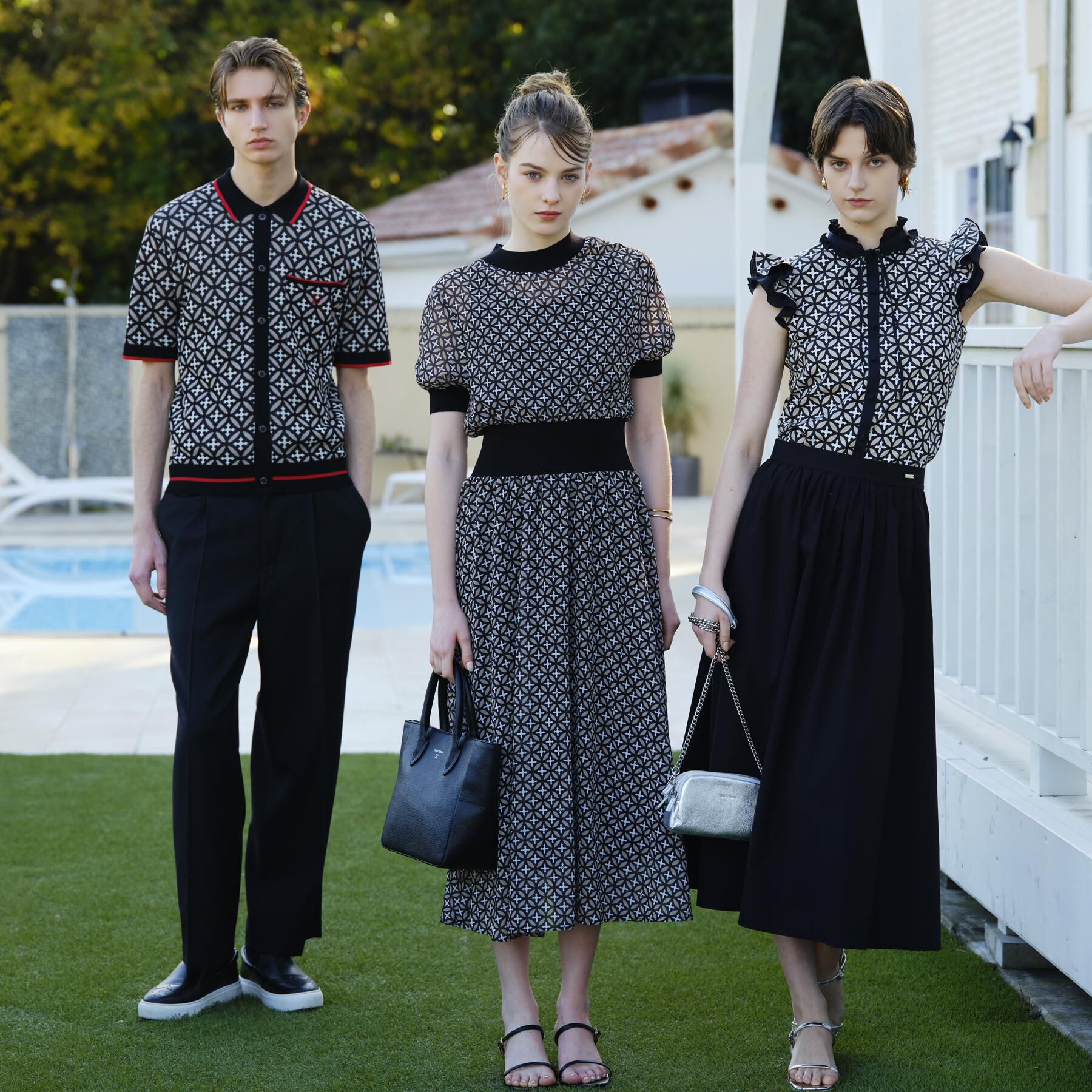 DRESSTERIOR「オーバーラップサークル ニットシャツ」|ニット・セーター|