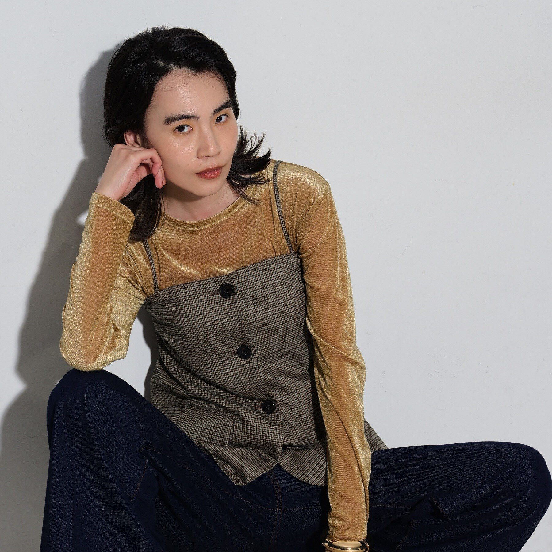 GALLEST「ベアトップチェックジレ」|ベスト・ジレ|ﾍﾞｰｼﾞｭ(452)