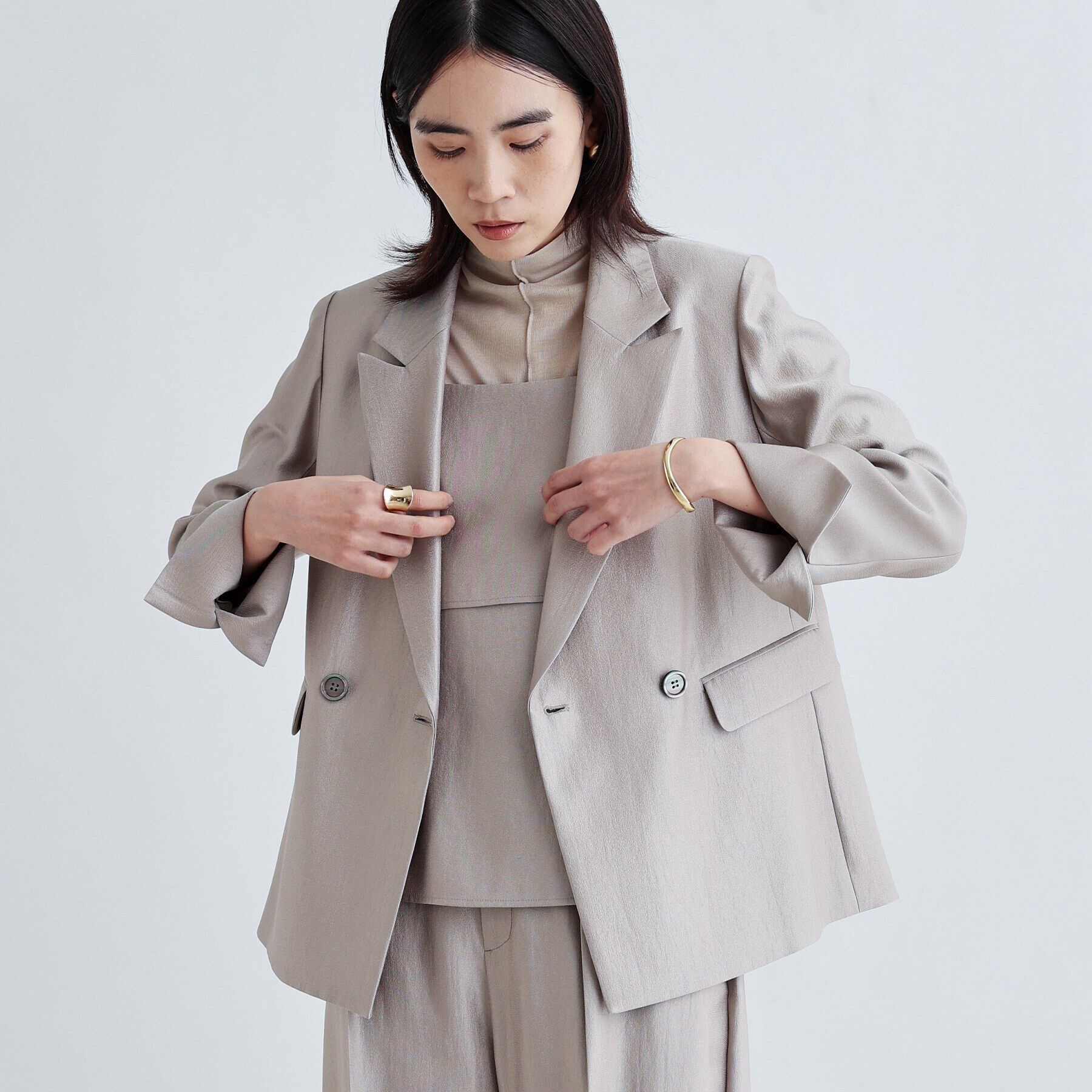 GALLEST「【セレモニー/セットアップ可能/通勤】ダブルブレストジャケット」|テーラードジャケット|ベージュ(052)
