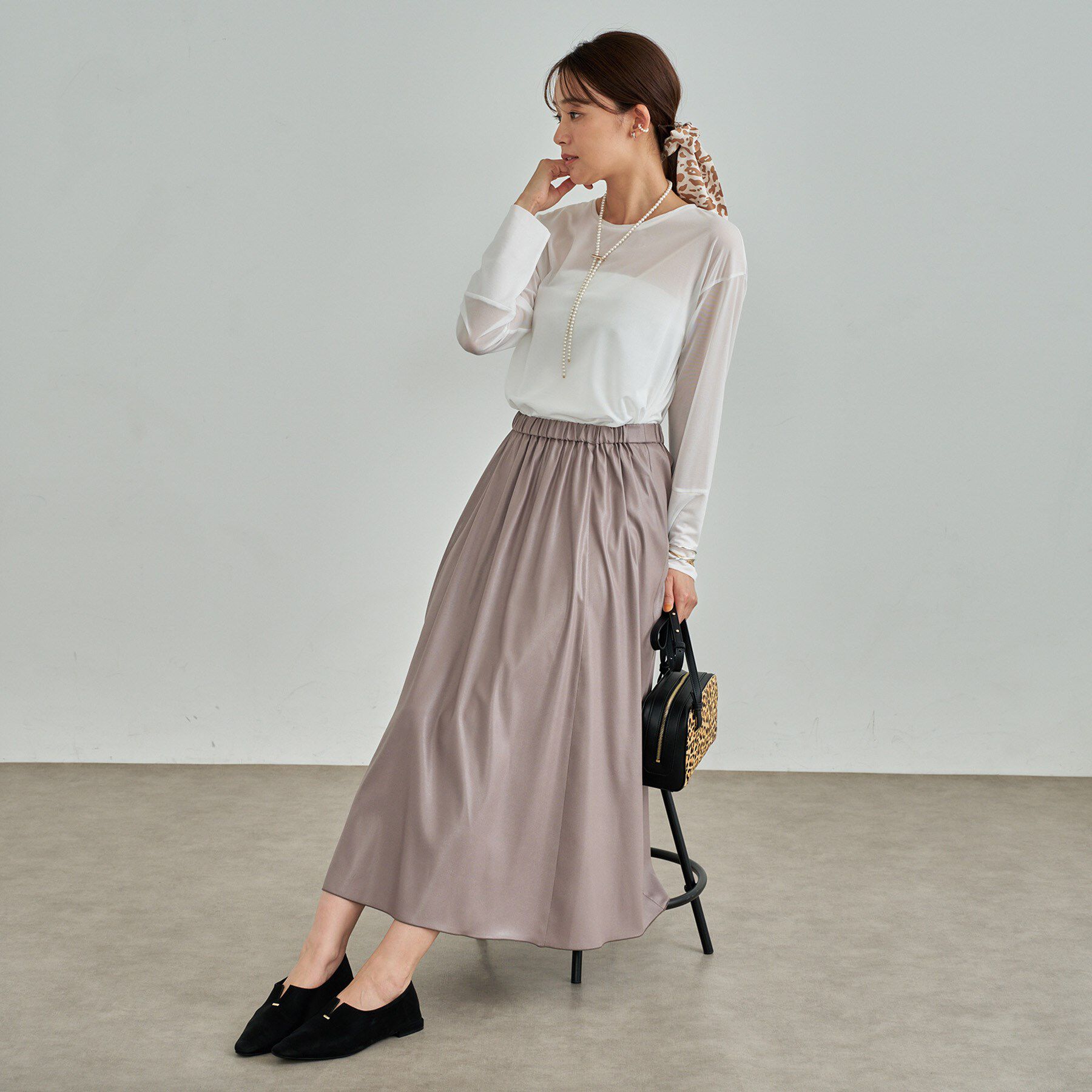 INDIVI「ストレッチシアーロングTシャツ」|Tシャツ・カットソー|