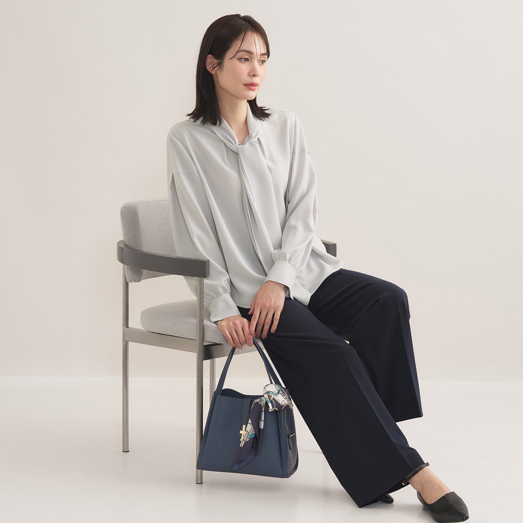 INDIVI「【セレモニー／洗える】ジョーゼットボウタイブラウス」|シャツ・ブラウス|