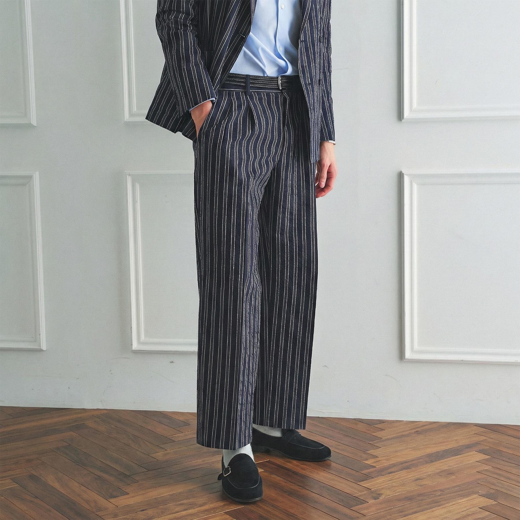 TAKEO KIKUCHI「【BOWLER HAT LABEL】サッカーストライプ イージーワイドパンツ」|その他|