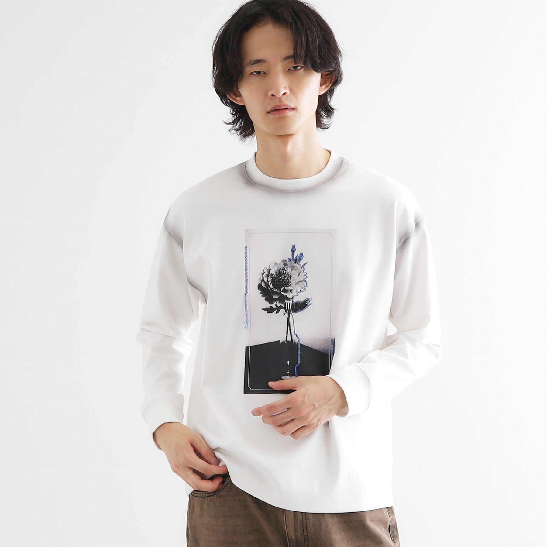 tk.TAKEO KIKUCHI「フラワーフォトエンブロヘビーウェイトスムースTシャツ」|Tシャツ・カットソー|