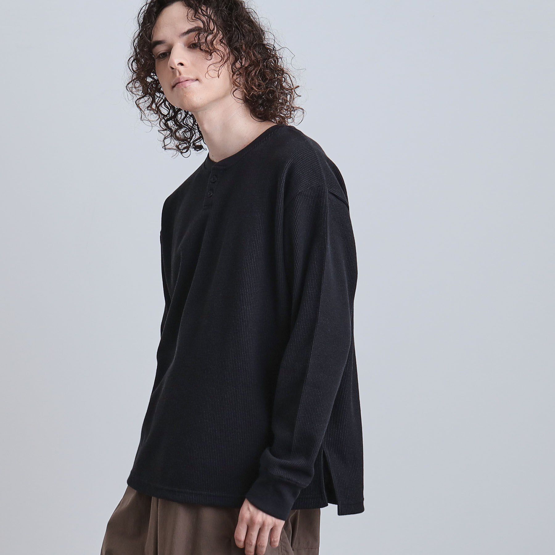 tk.TAKEO KIKUCHI「ワッフルヘンリーカットソー」|Tシャツ・カットソー|ブラック(019)