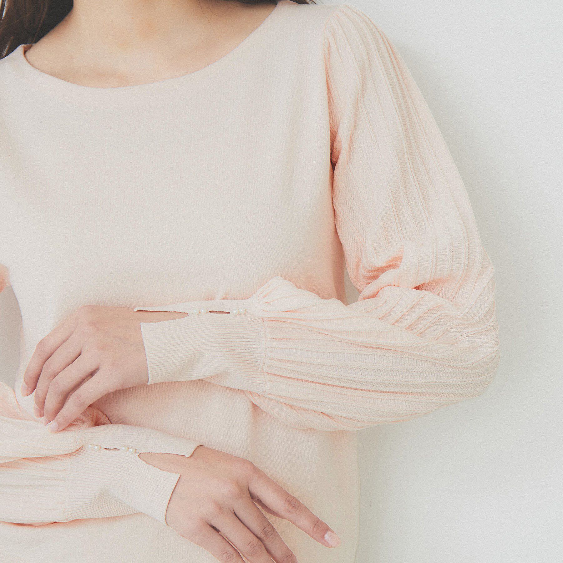 index「プリーツスリーブボートネックニット【洗濯機洗い可】」|ニット・セーター|