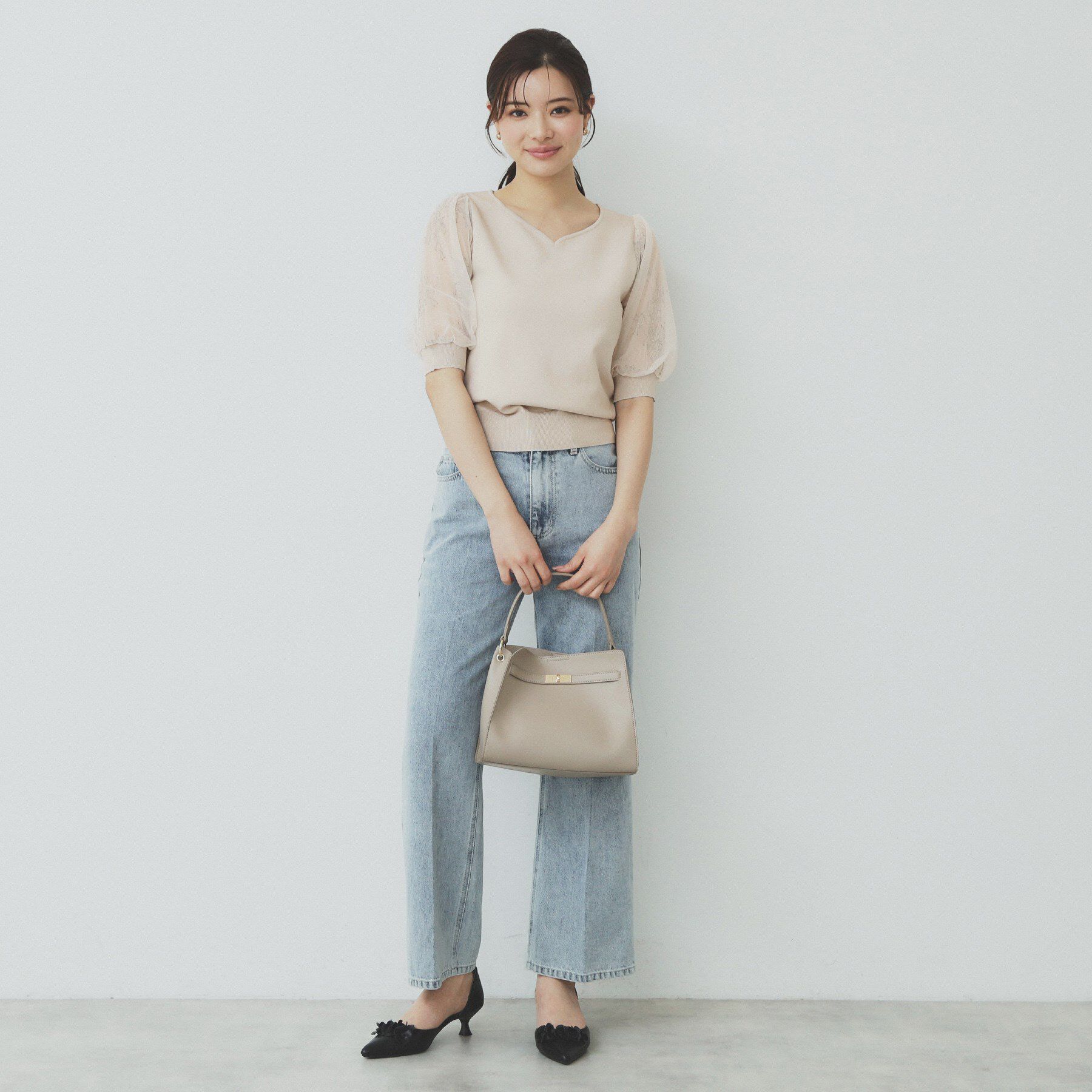 index「チュールレーススリーブニット【洗濯機洗い可】」|ニット・セーター|