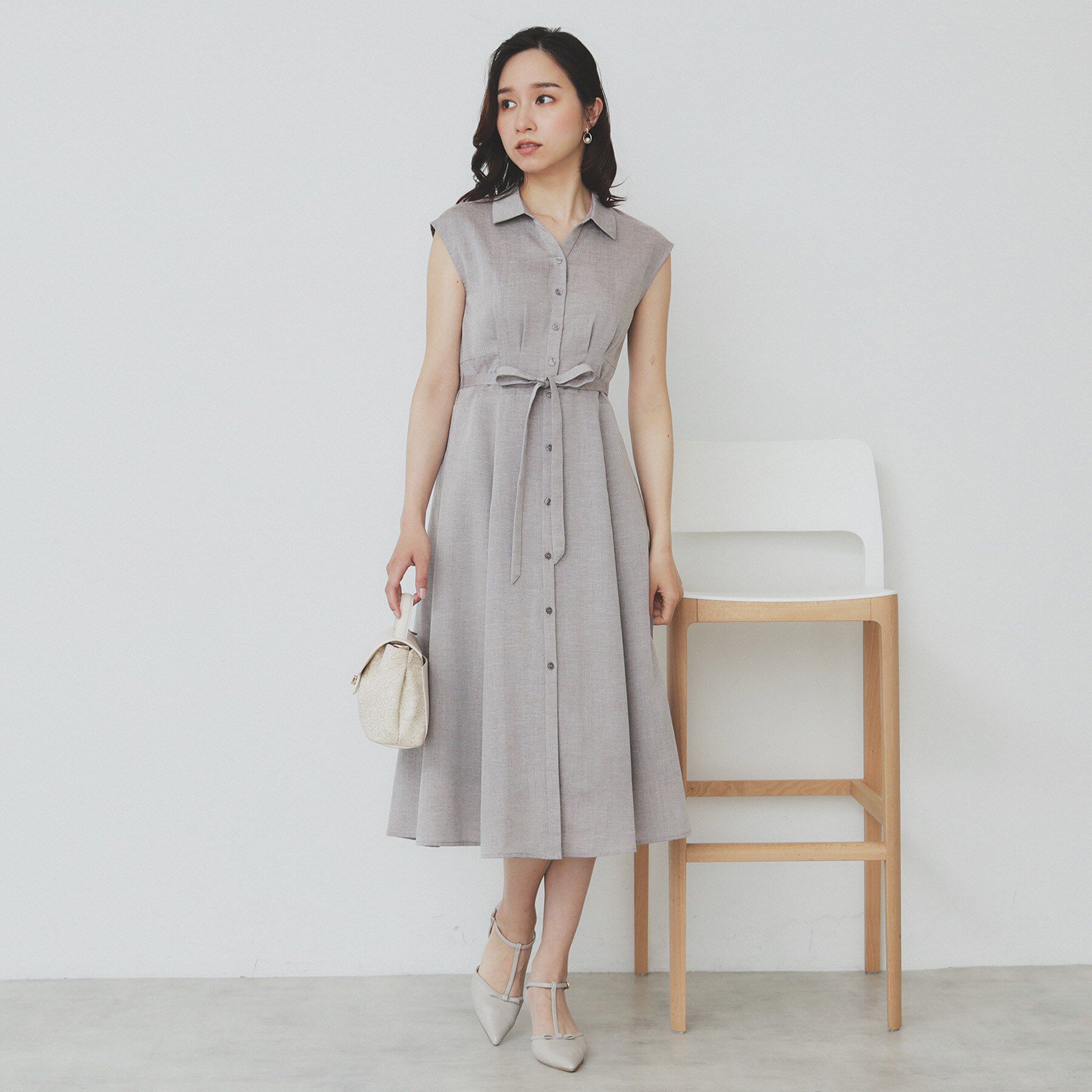index「リネンライクシャツワンピース【洗濯機洗い可】」|ワンピース|