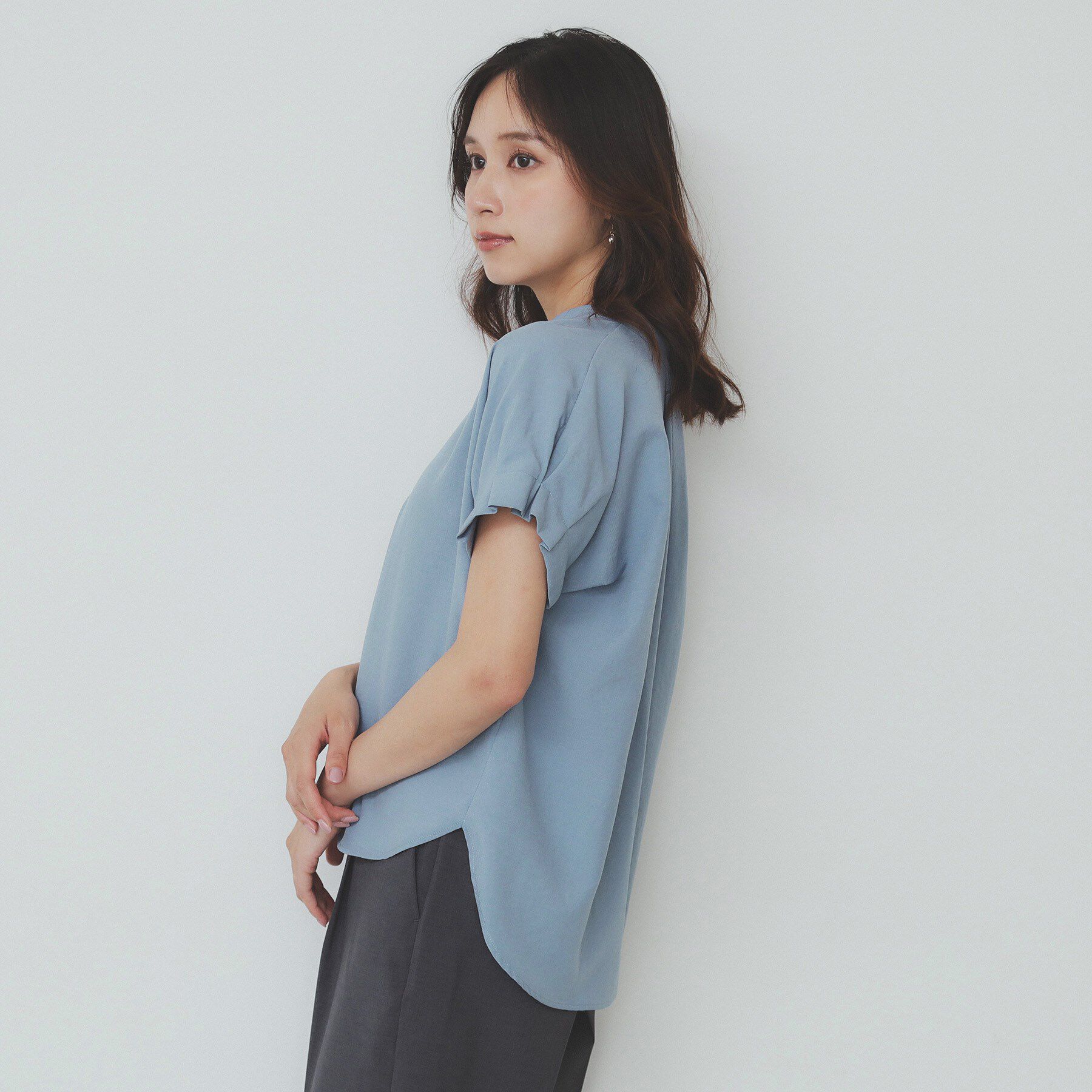 index「《7色展開/XS-LLサイズ》タックスリーブスキッパーブラウス【洗濯機洗い可/吸水速乾/抗ピル/防シ」|シャツ・ブラウス|