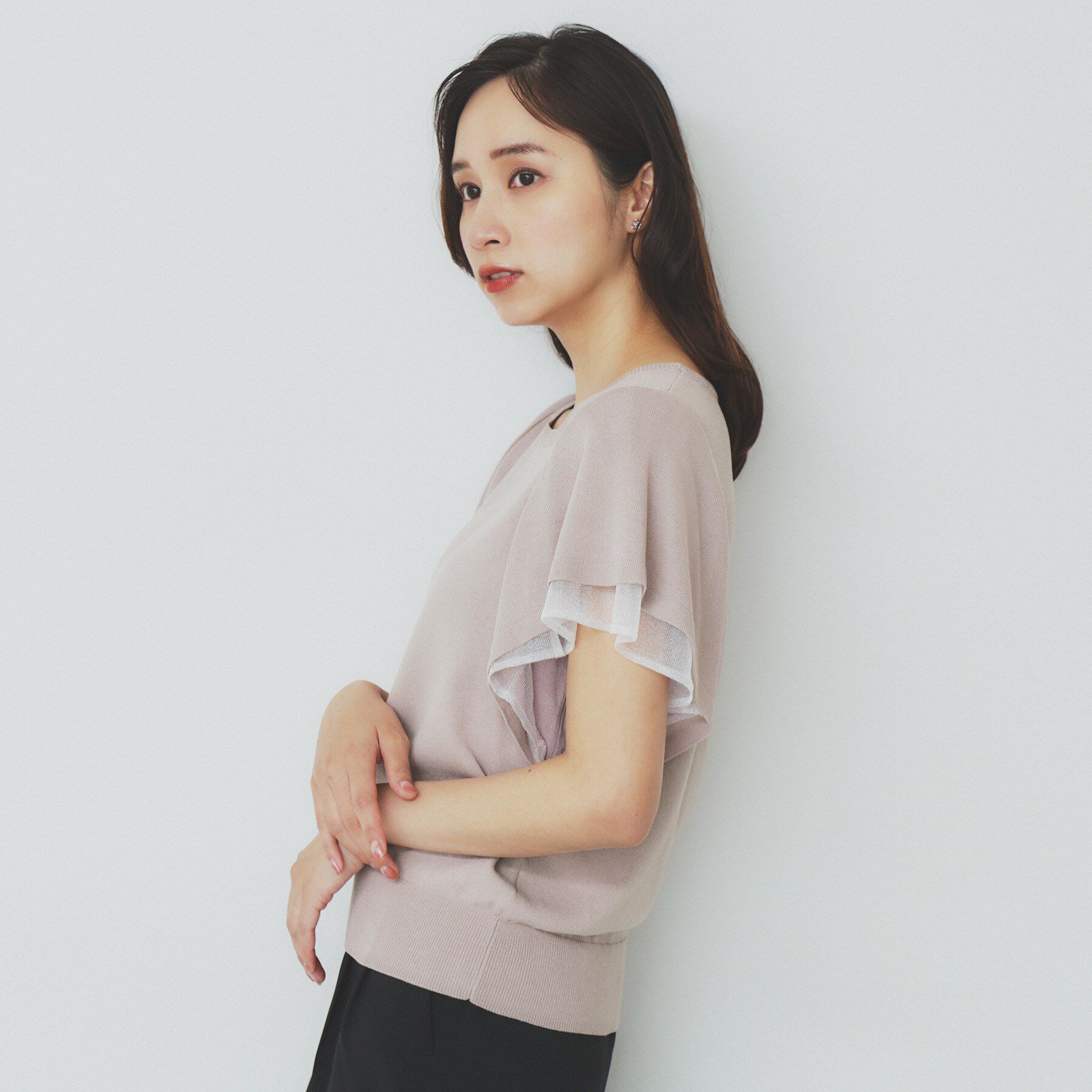 index「ダブルフレアスリーブニット【洗濯機洗い可/抗ピル/UVケア】」|ニット・セーター|