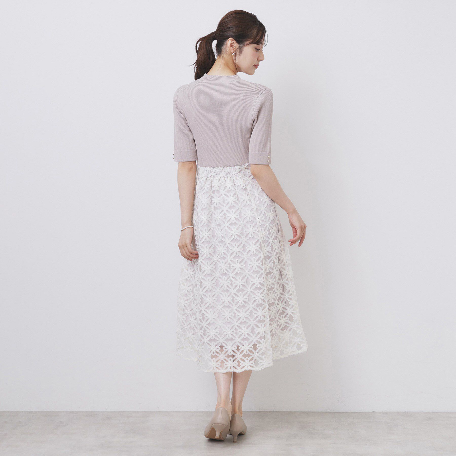 index「フラワーレースドッキングワンピース【洗える/抗ピル】」|ワンピース|