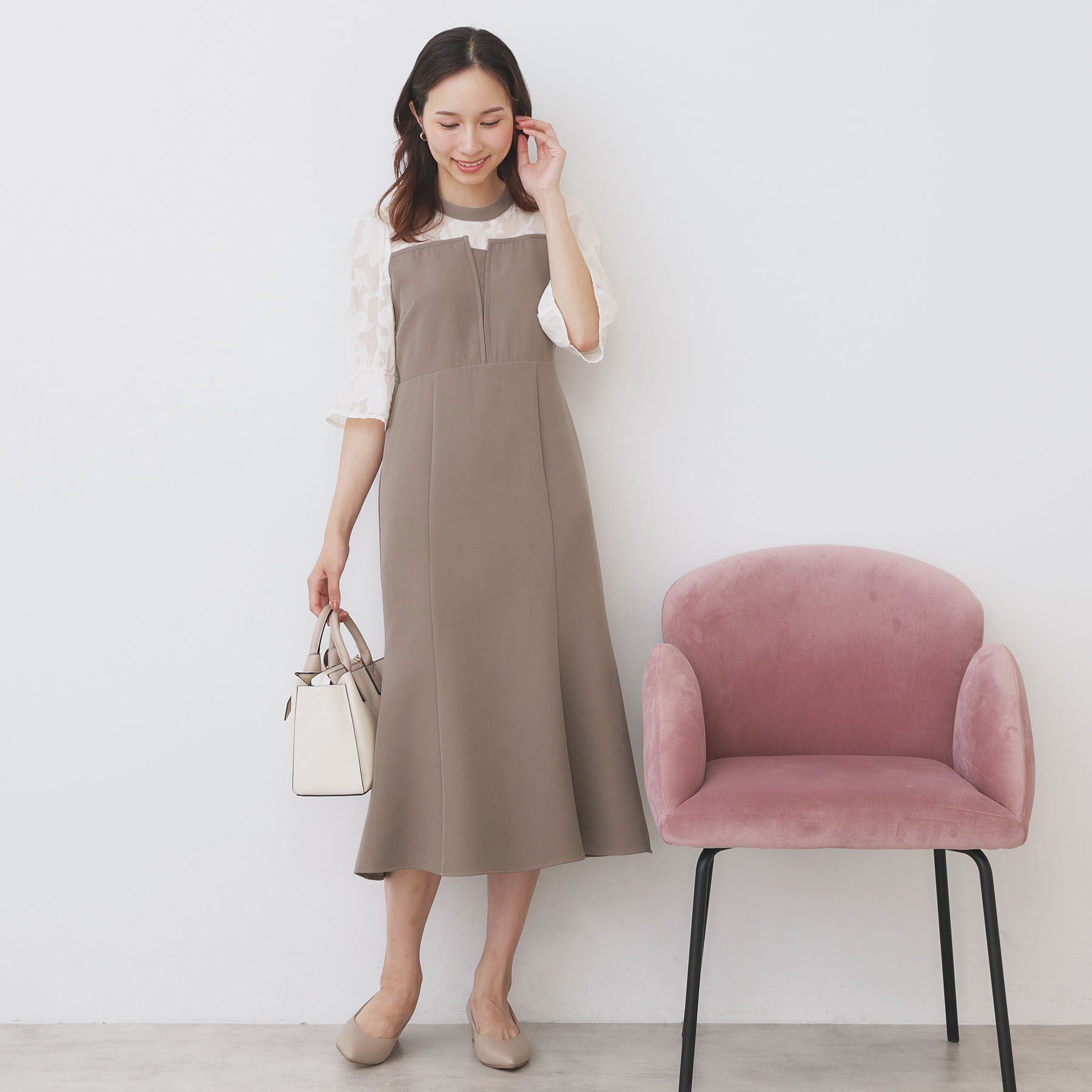 index「ドッキングマーメイドフレアワンピース【洗濯機OK/イージーアイロン/防シワ】」|ワンピース|