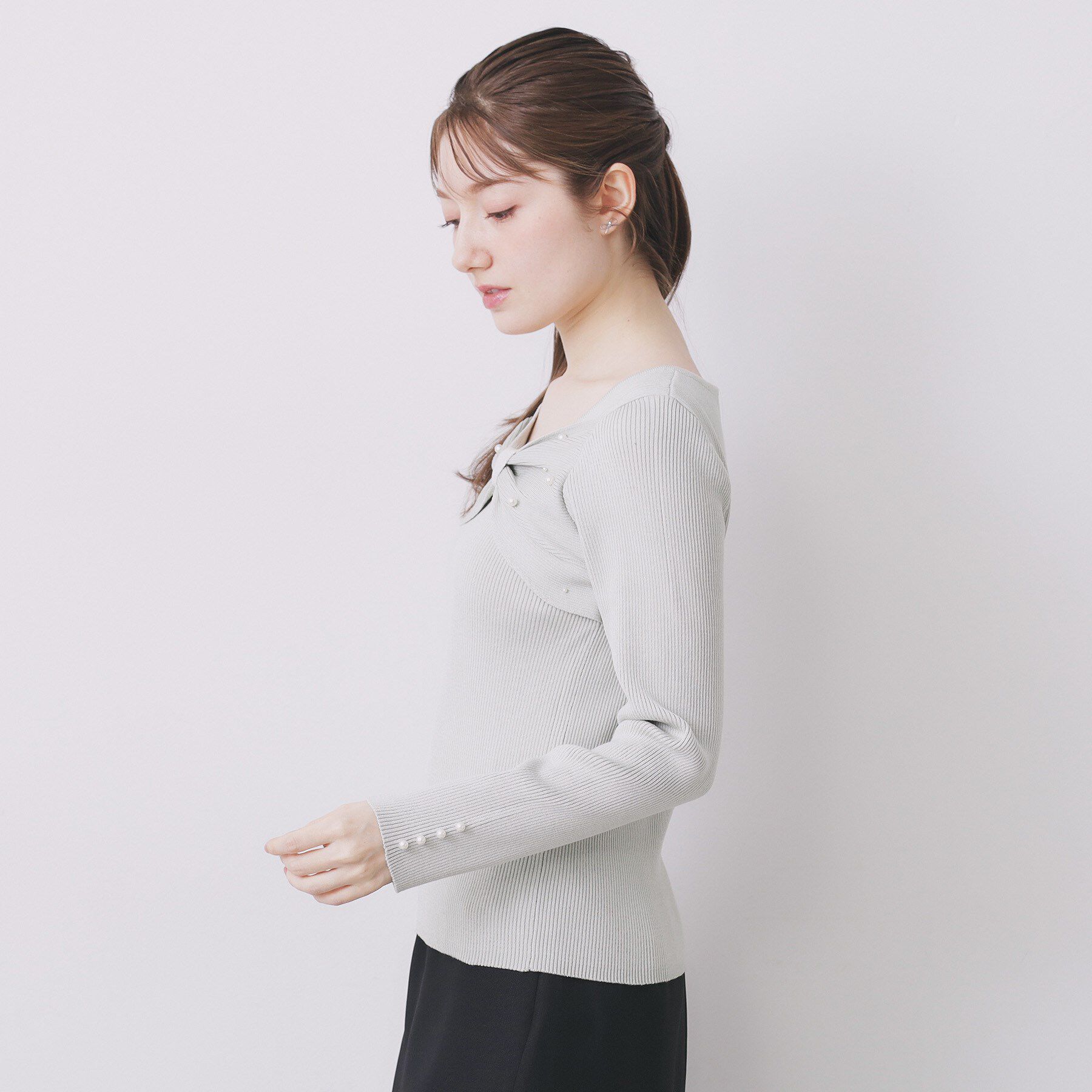 index「リボンパール調リブニット【洗濯機OK】」|ニット・セーター|