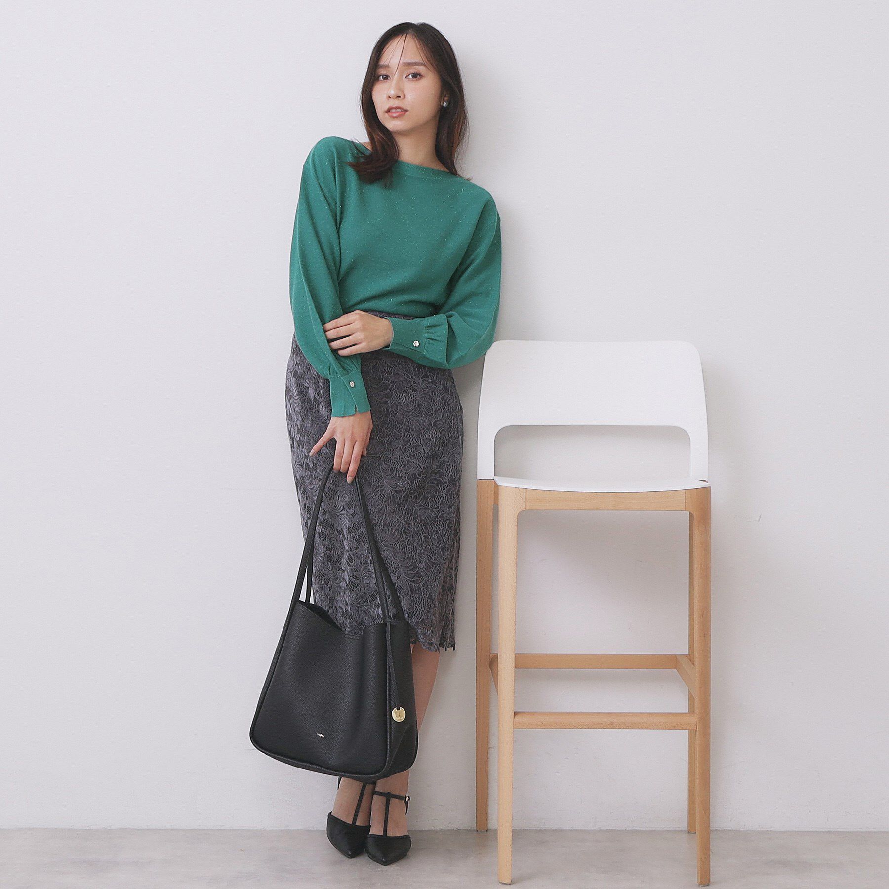 index「ラメガーター編みボートネックニット【洗濯機OK】《8col/XS～LL》」|ニット・セーター|