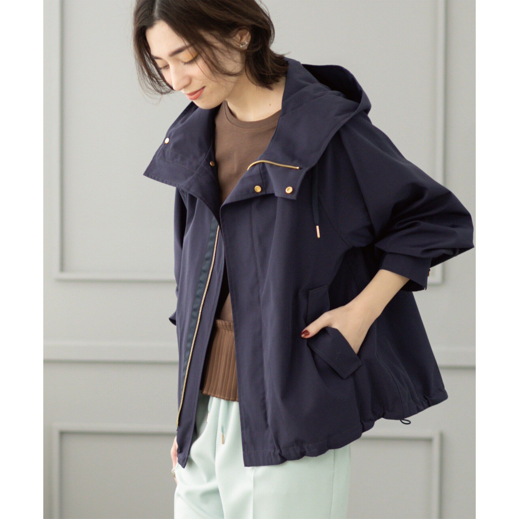 OPAQUE.CLIP「《SS-LLsize》撥水フードブルゾン【洗濯機洗い可/花粉対応】」|ブルゾン・スタジャン|ネイビー(094)