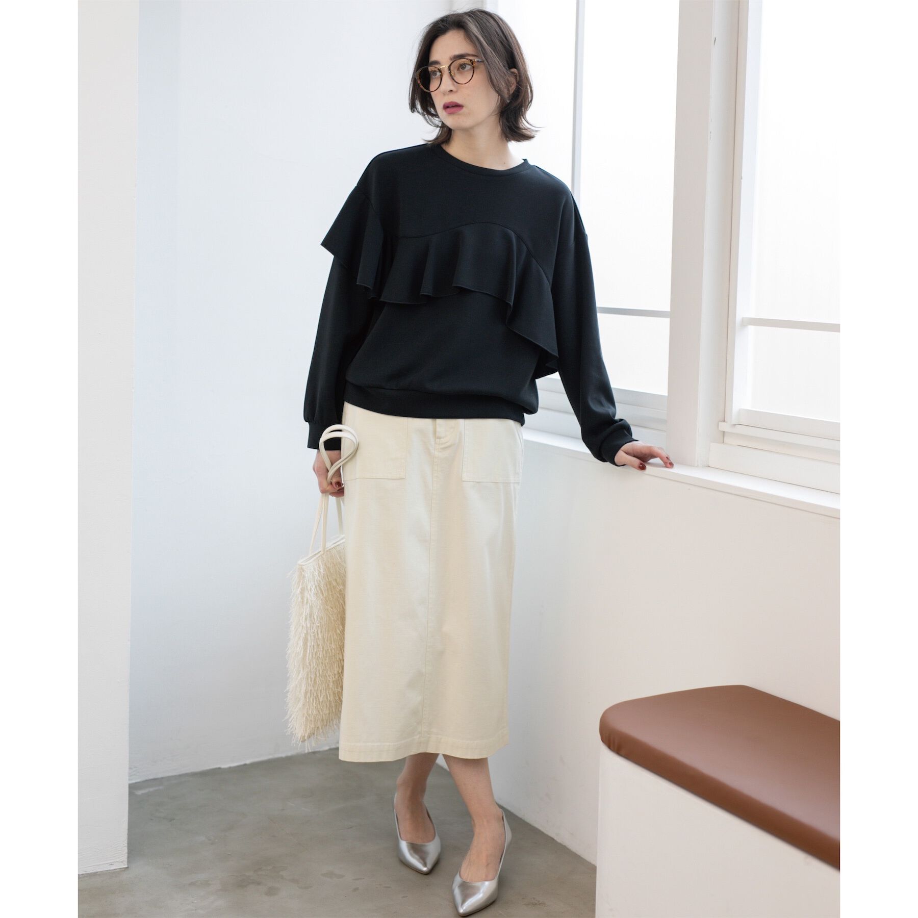 OPAQUE.CLIP「《S-LLsize》ストレッチベイカーナロースカート【洗濯機洗い可】」|スカート|