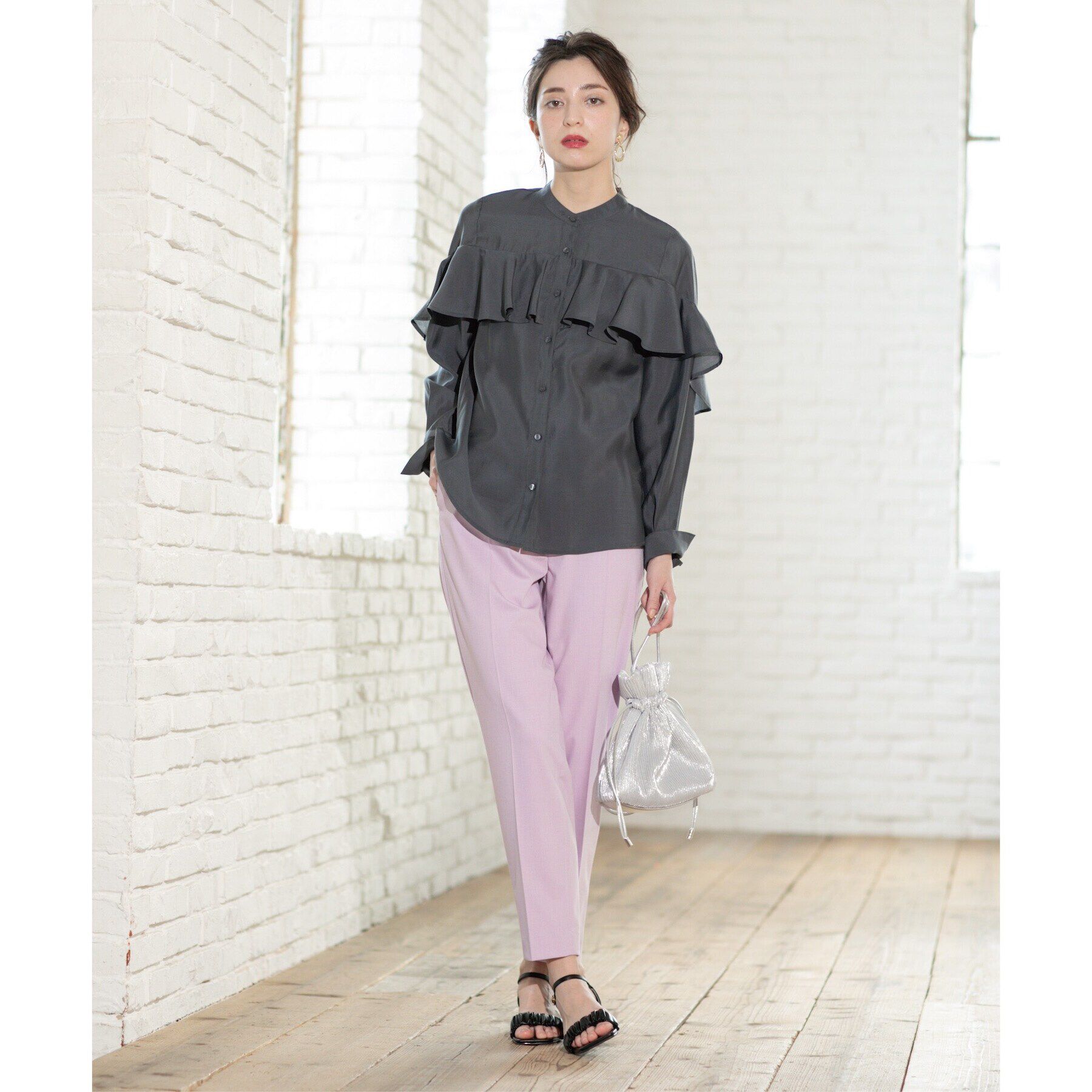 OPAQUE.CLIP「シアーフリルブラウス【洗濯機洗い可】」|シャツ・ブラウス|