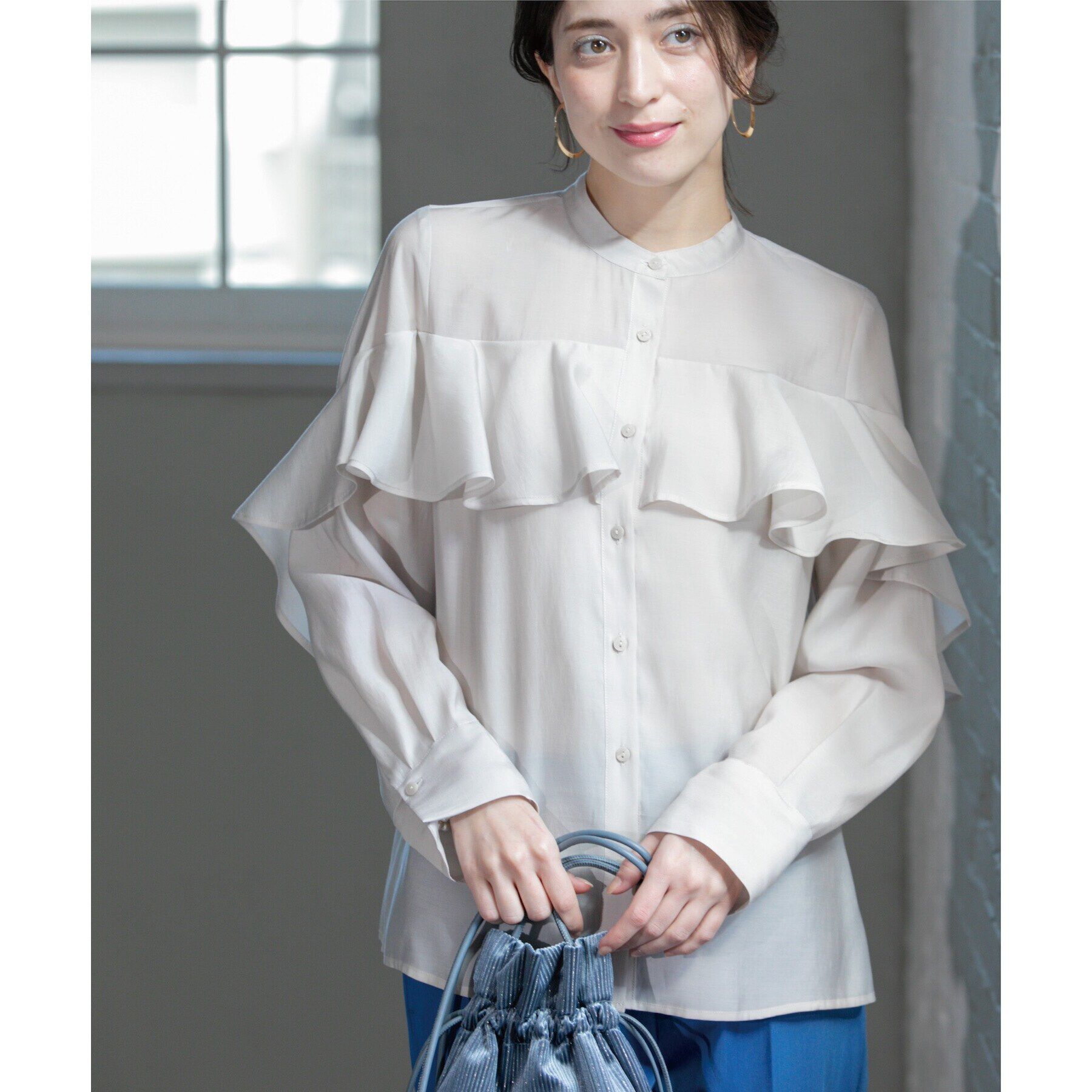 OPAQUE.CLIP「シアーフリルブラウス【洗濯機洗い可】」|シャツ・ブラウス|