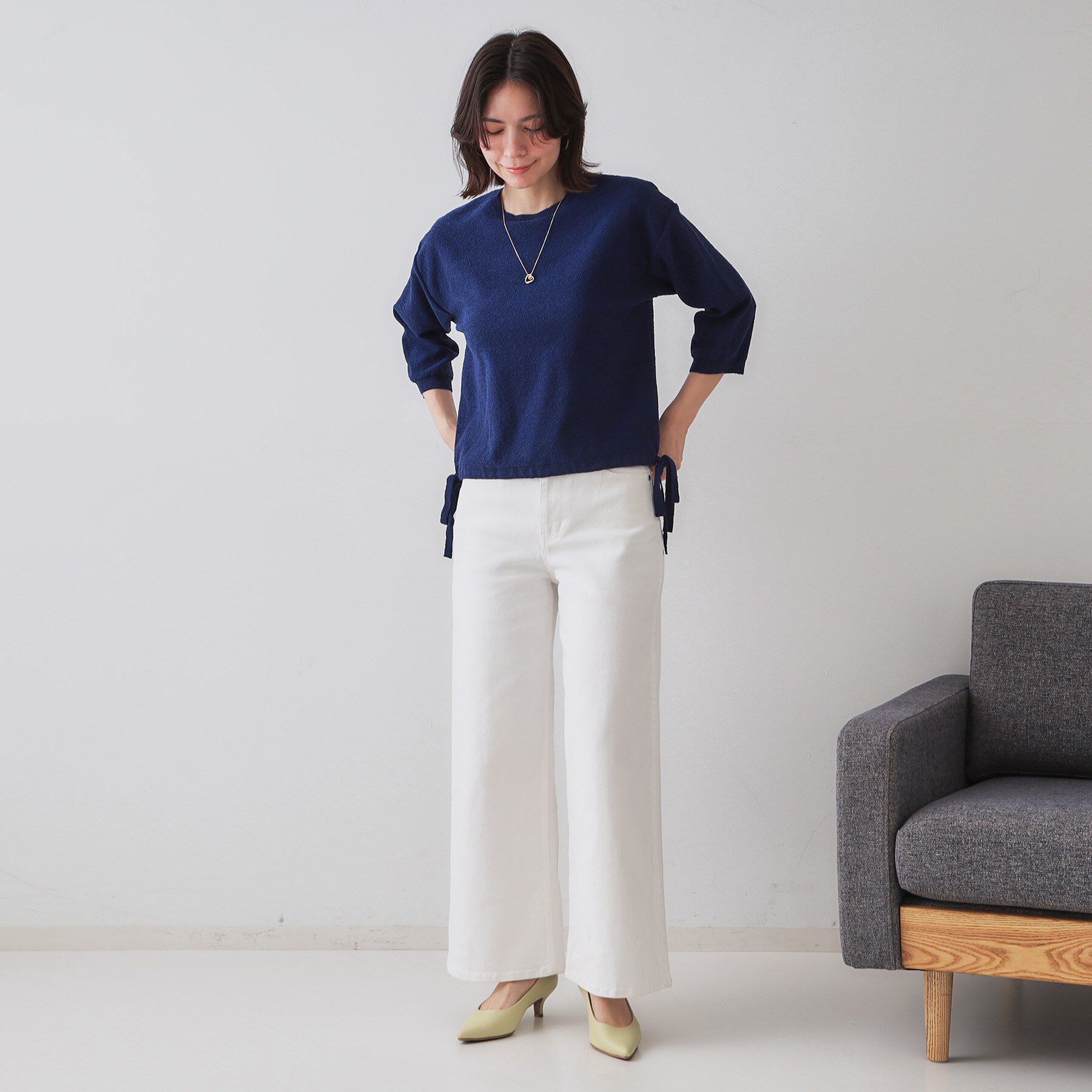 OPAQUE.CLIP「サイドリボンニット【洗濯機洗い可】」|ニット・セーター|