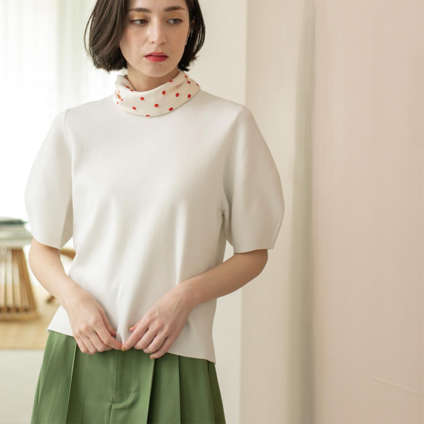 OPAQUE.CLIP「カーブスリーブニット【UV/洗濯機洗い可】」|ニット・セーター|