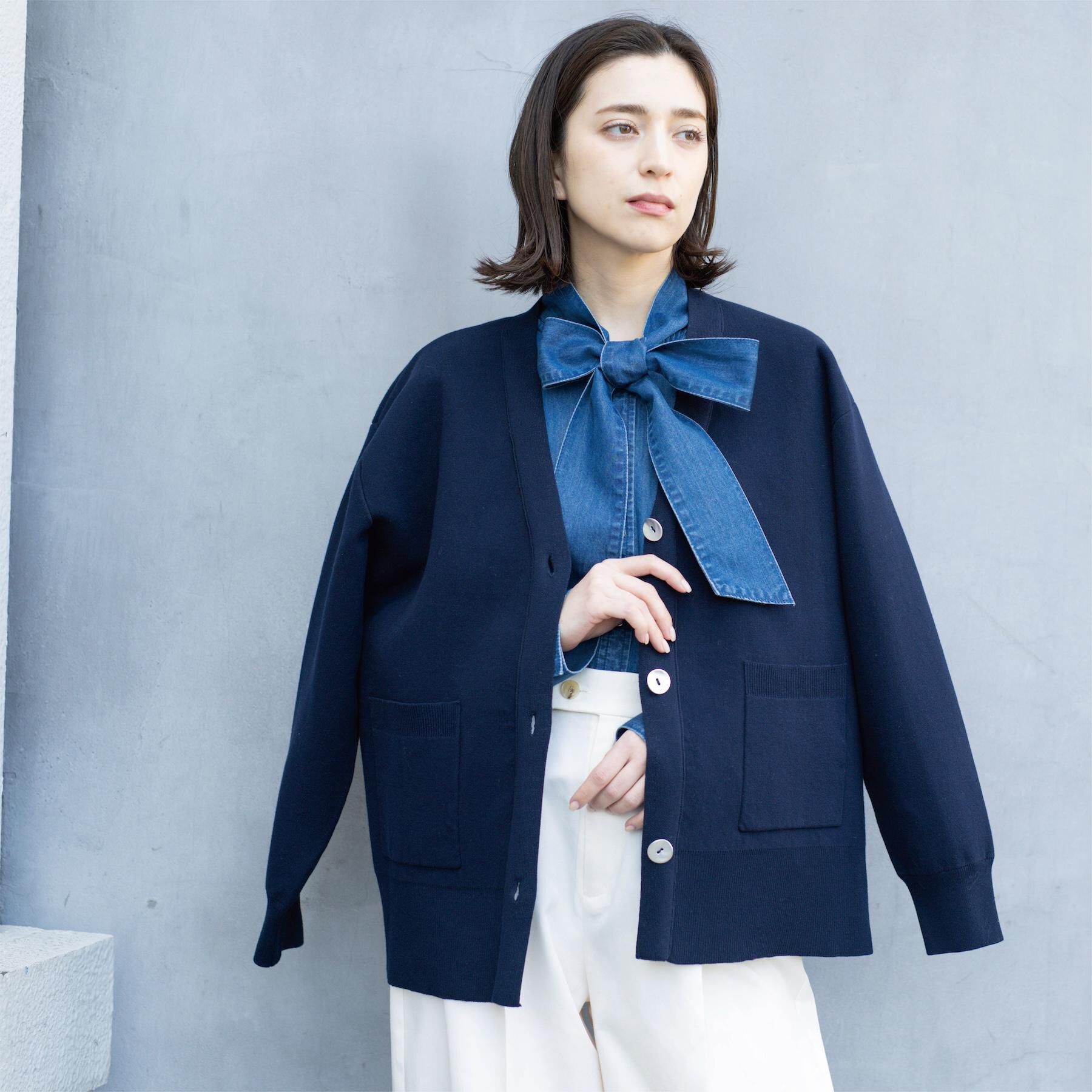 OPAQUE.CLIP「Vネックミドルニットカーディガン【洗濯機OK】」|カーディガン|