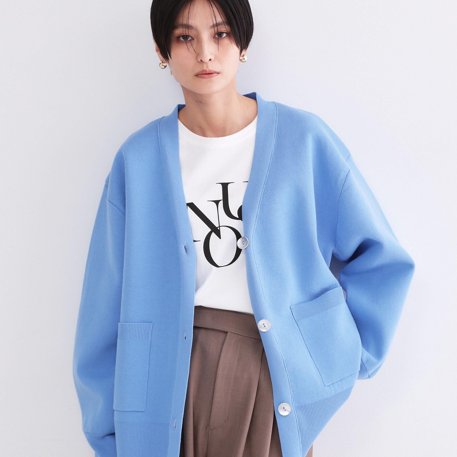 OPAQUE.CLIP「Vネックミドルニットカーディガン【洗濯機OK】」|カーディガン|