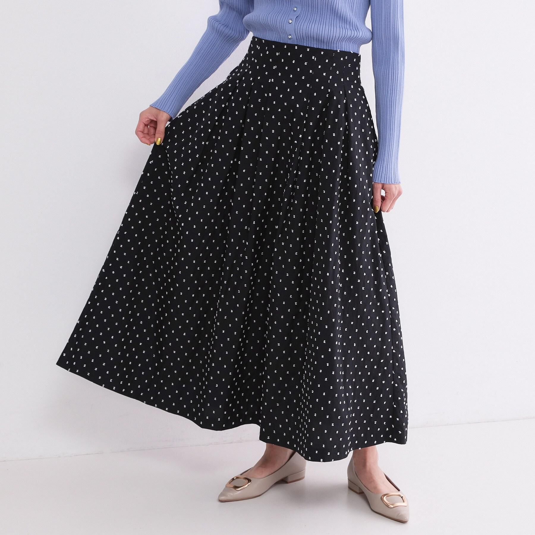 OPAQUE.CLIP「ドビードットタックフレアスカート【洗濯機OK】」|スカート|