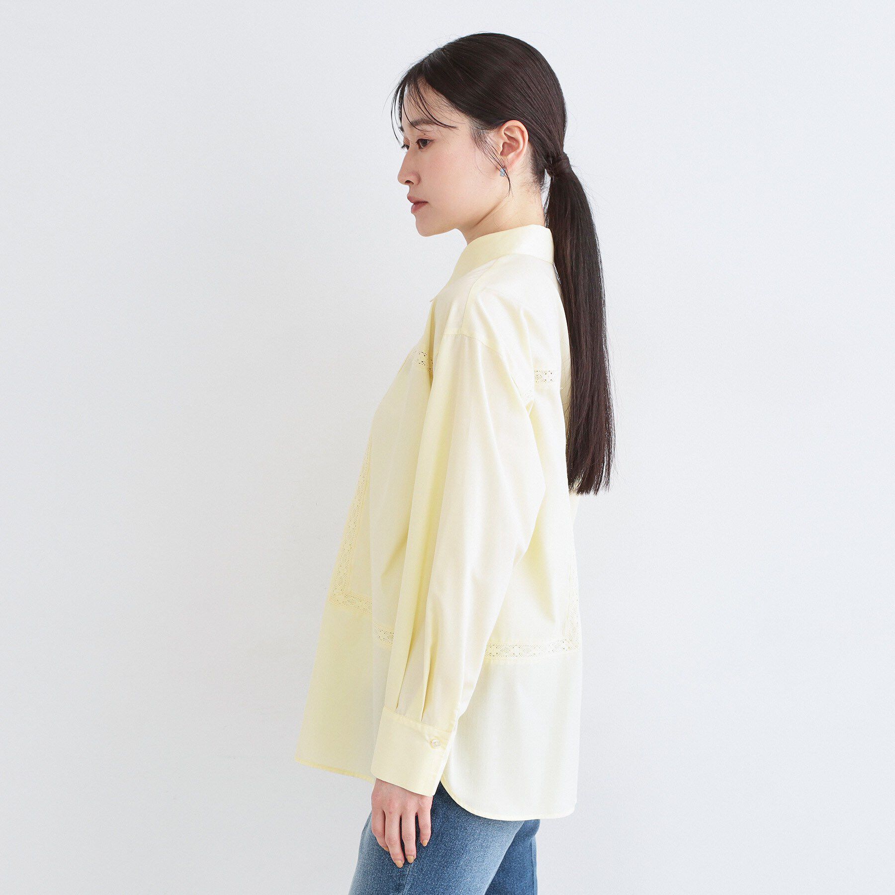 OPAQUE.CLIP「レーストリミングシャツ【洗濯機OK】」|シャツ・ブラウス|