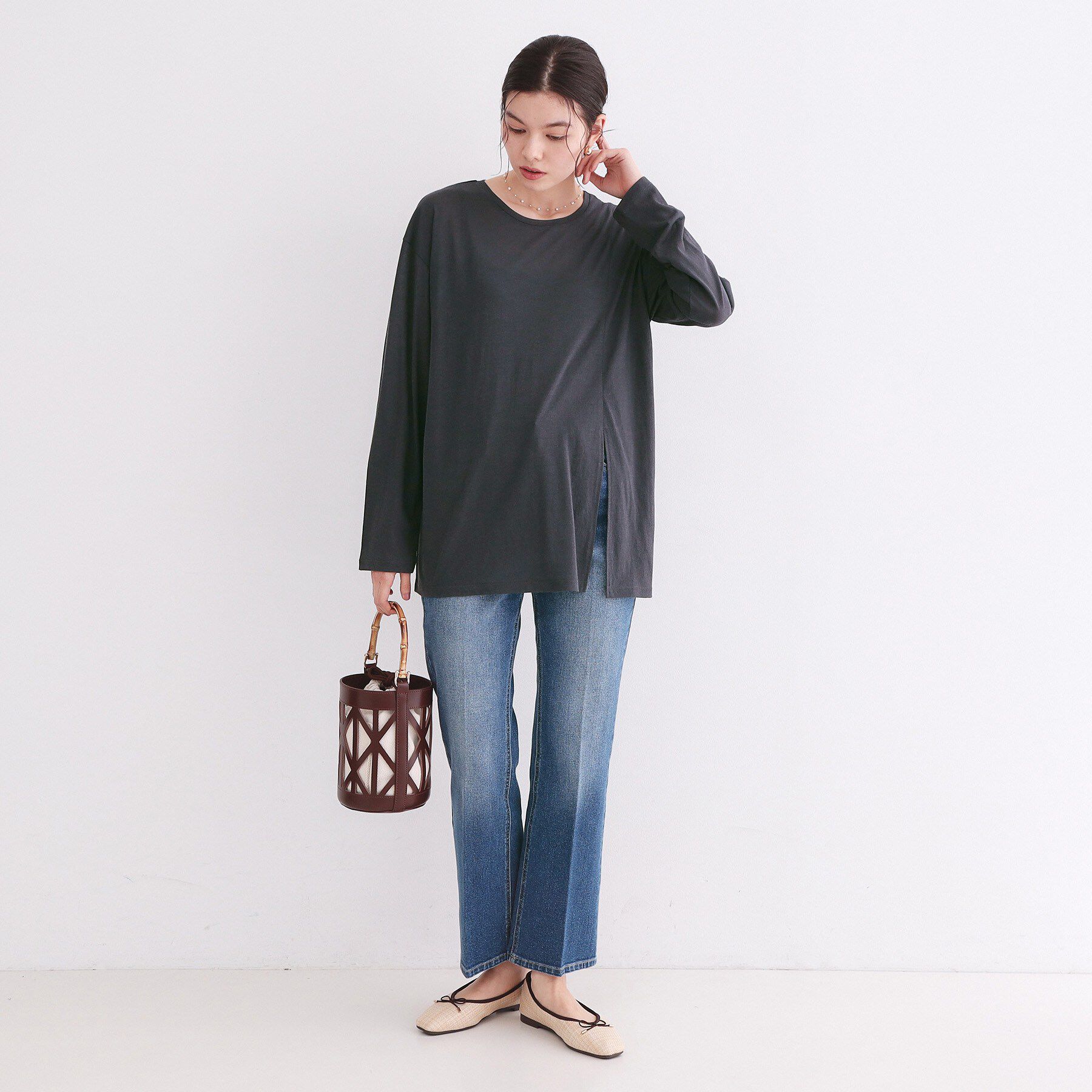 OPAQUE.CLIP「シアースリットカットソー【洗濯機OK】」|Tシャツ・カットソー|