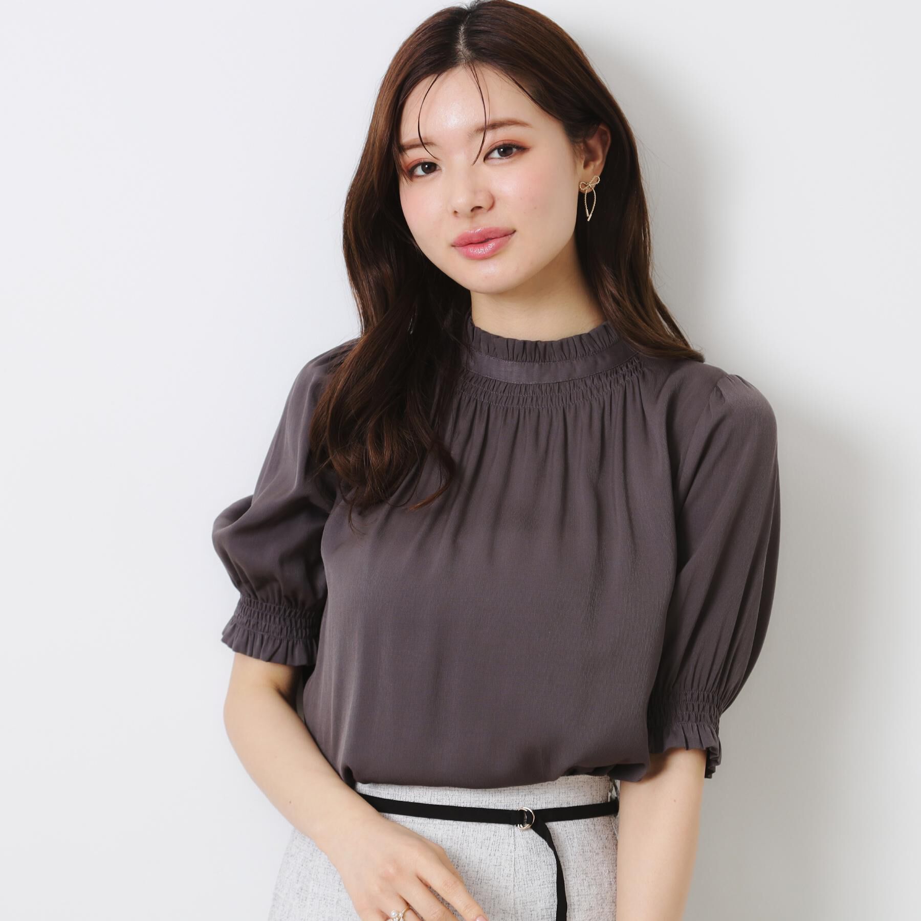 Couture broach「【SS～LLサイズ・二の腕カバー・通勤】RTピケシャーリングブラウス」|シャツ・ブラウス|