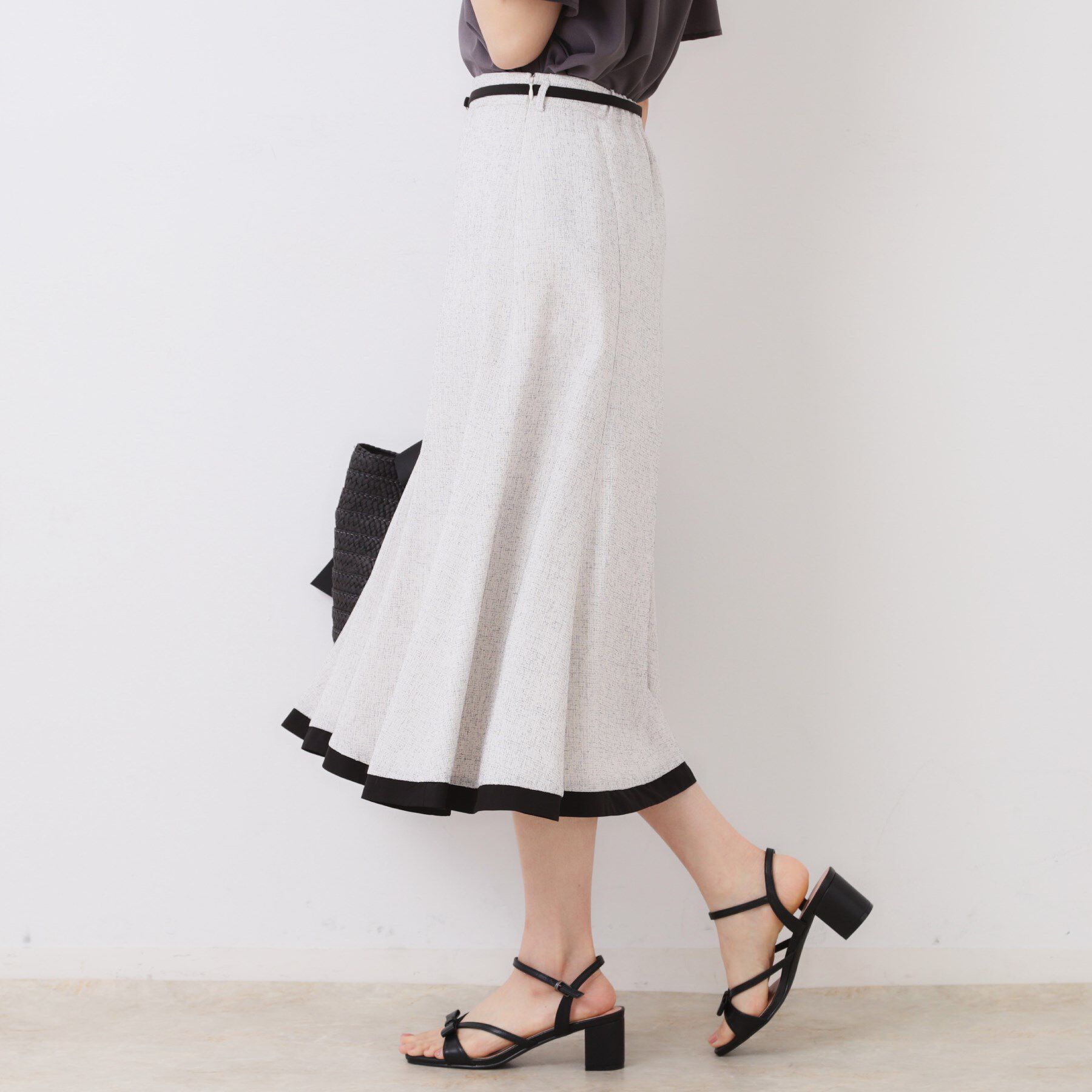 Couture broach「【洗える・きれいめ・通勤】サマーツイード配色フレアスカート」|スカート|