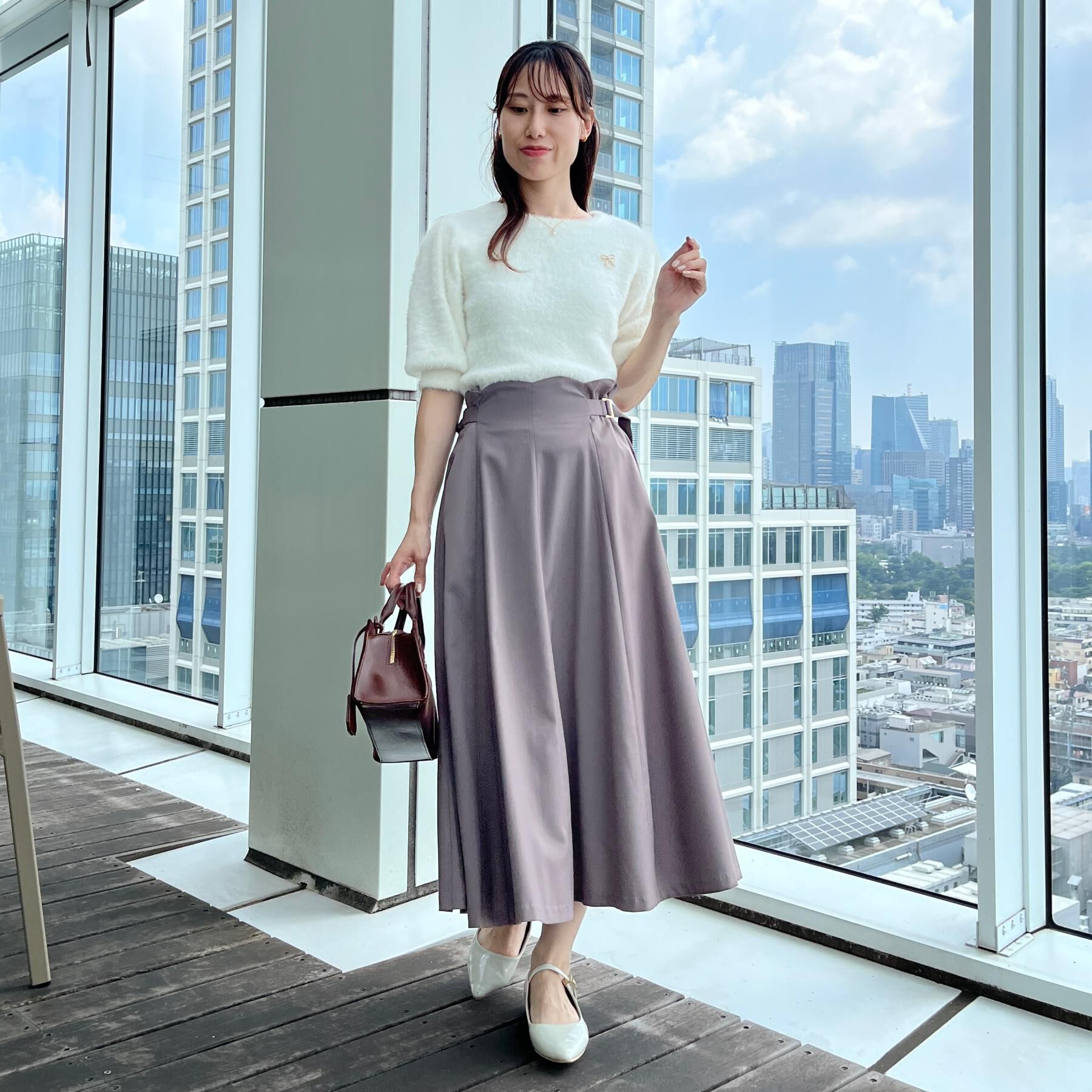 Couture broach「【着映え・5分袖・フェミニン】ラメフェザー半袖ニット」|ニット・セーター|