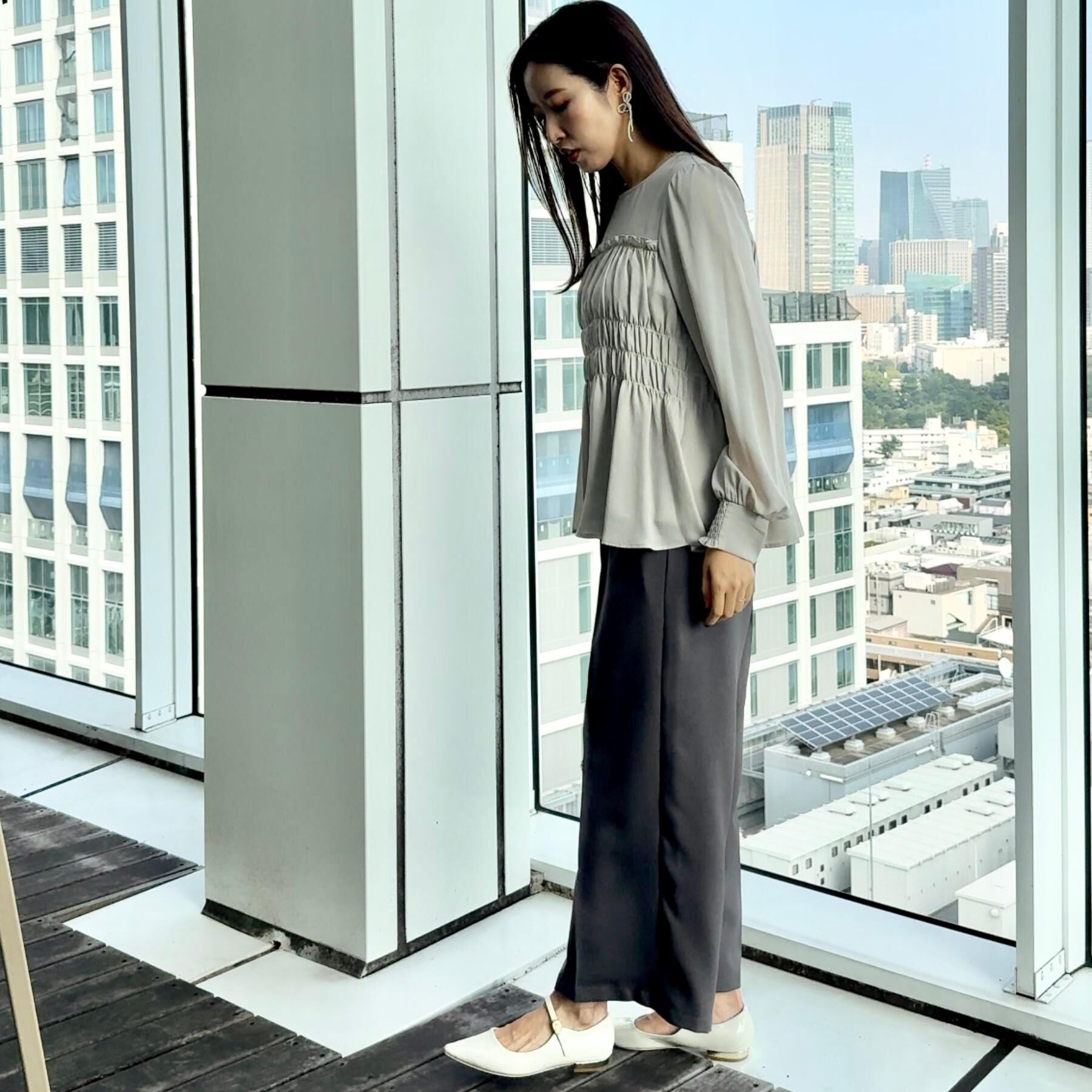 Couture broach「【マシンウォッシャブル・きれいめ・通勤】シャーリングチュニックブラウス」|シャツ・ブラウス|