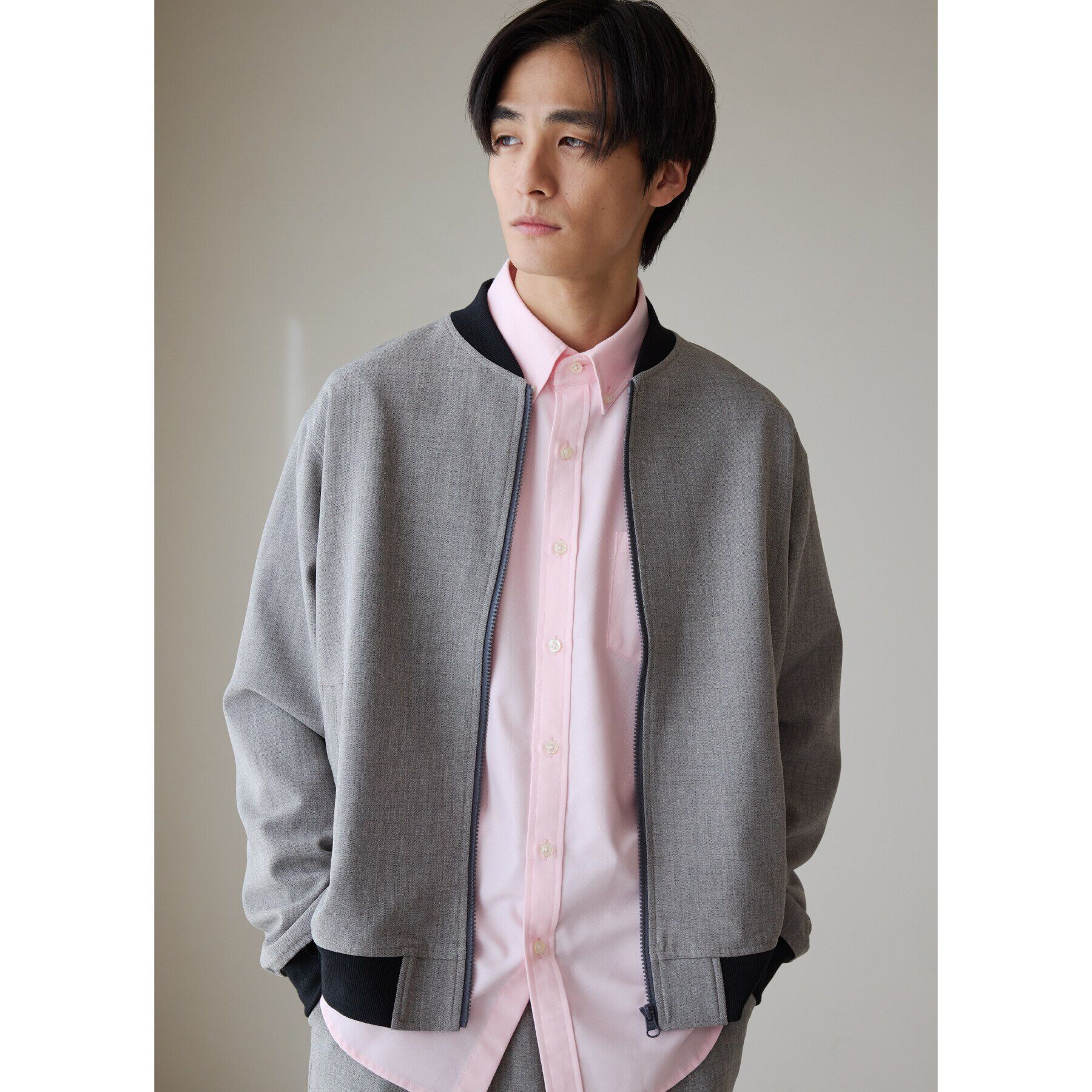 THE SHOP TK「【CAVIAN/キャビアン】リサイクルシャークスキンジップブルゾン セットアップ可」|ブルゾン・スタジャン|チャコールグレー(0