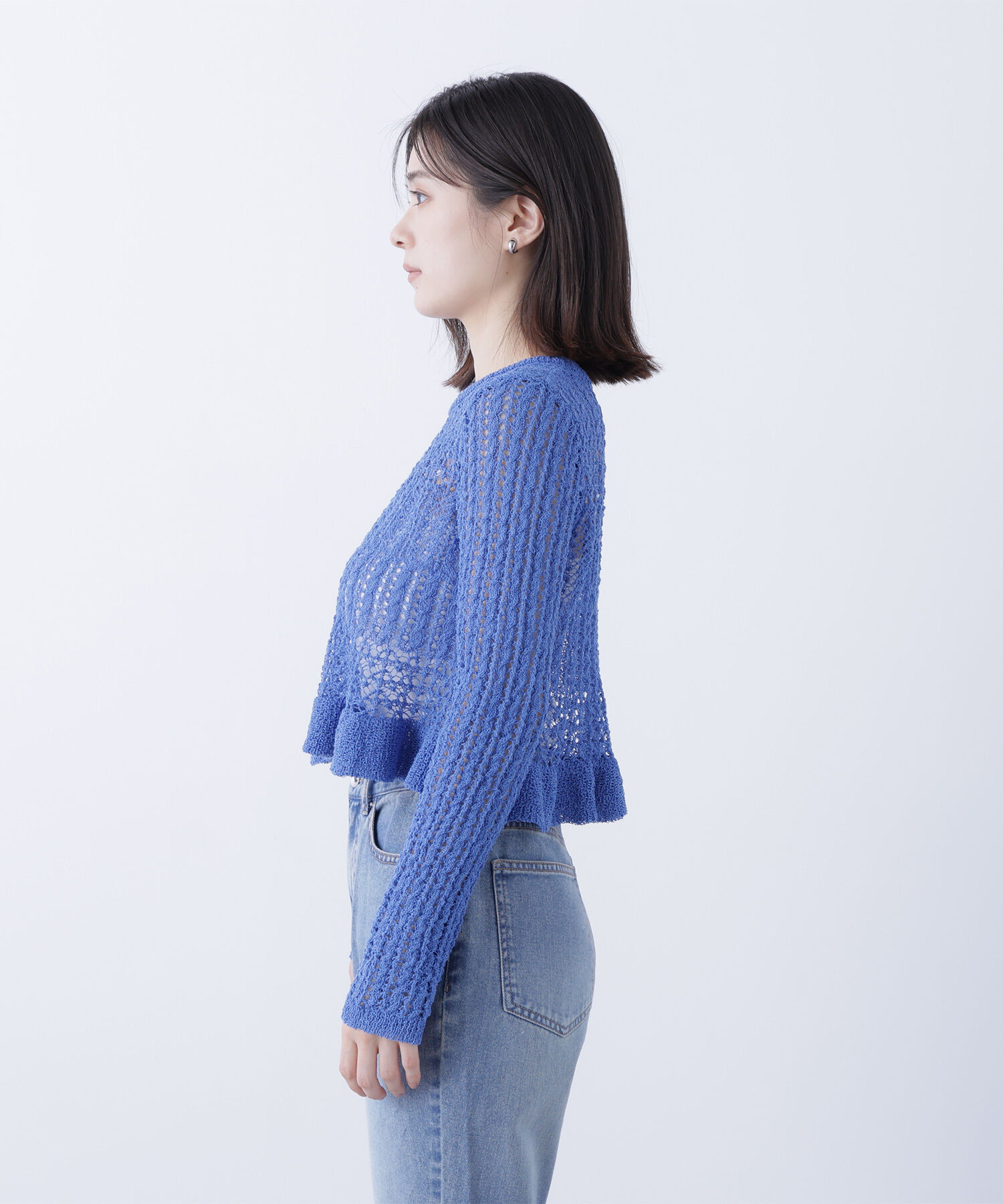  「クロップドレースメッシュニット」|ニット・セーター|